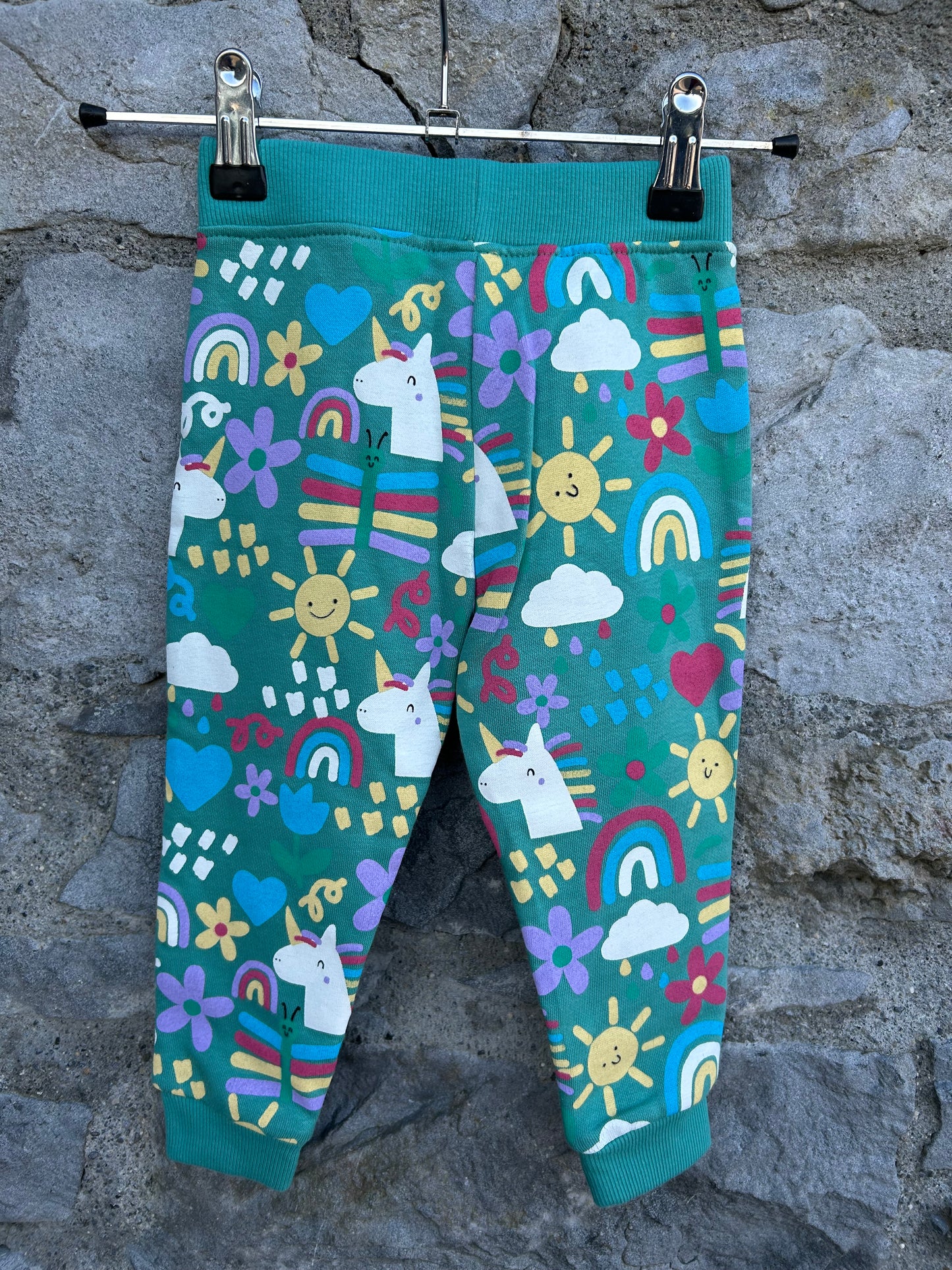 Rainbow&unicorns green pants 12-18m (80-86cm)