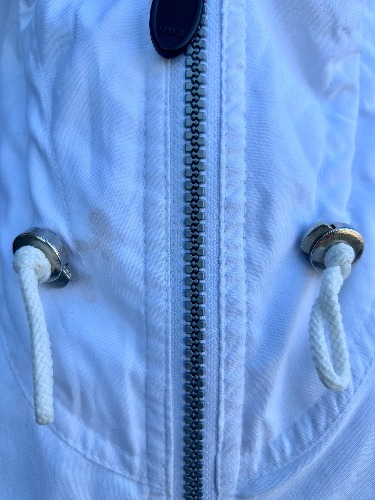 80s blue flowers white jacket Large