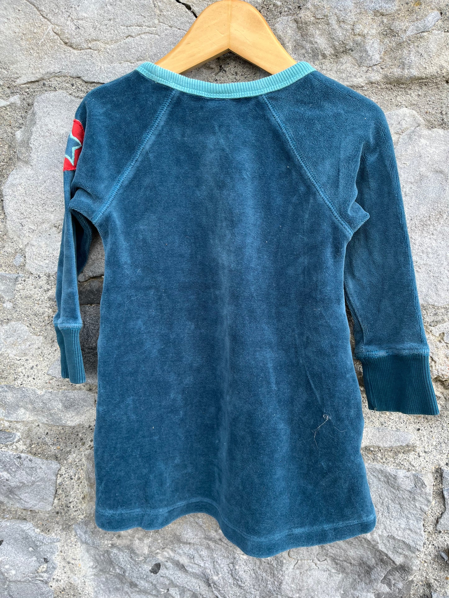 Petrol velour dress 18m (86cm)