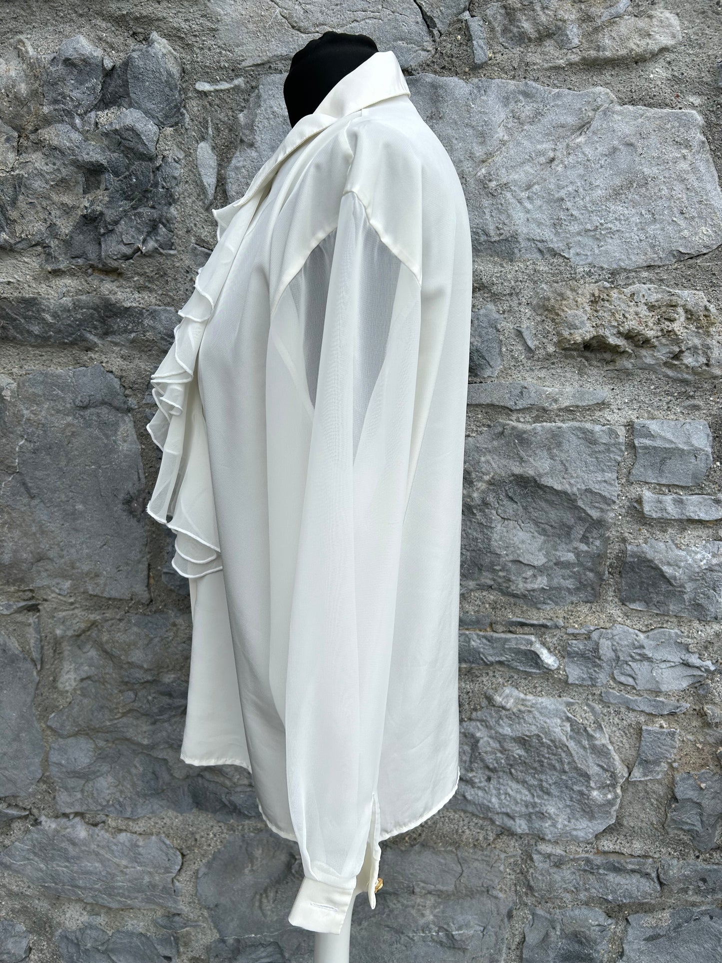 90s white ruffles blouse uk 10