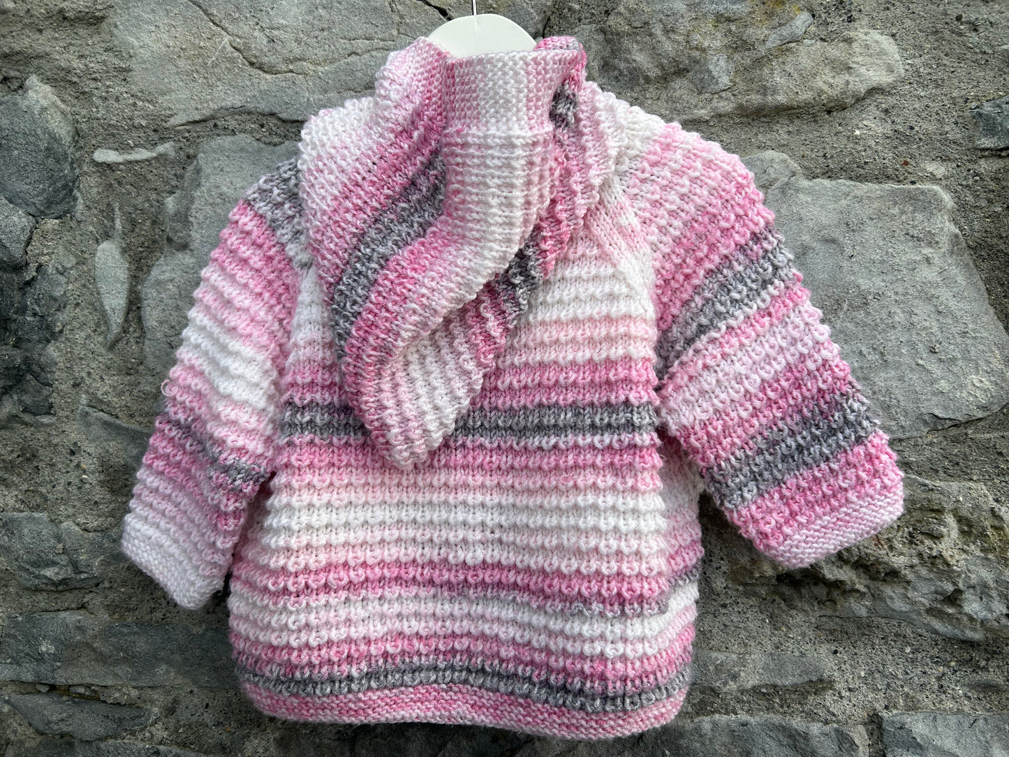 Pink&grey hooded cardigan 9-12m (74-80cm)