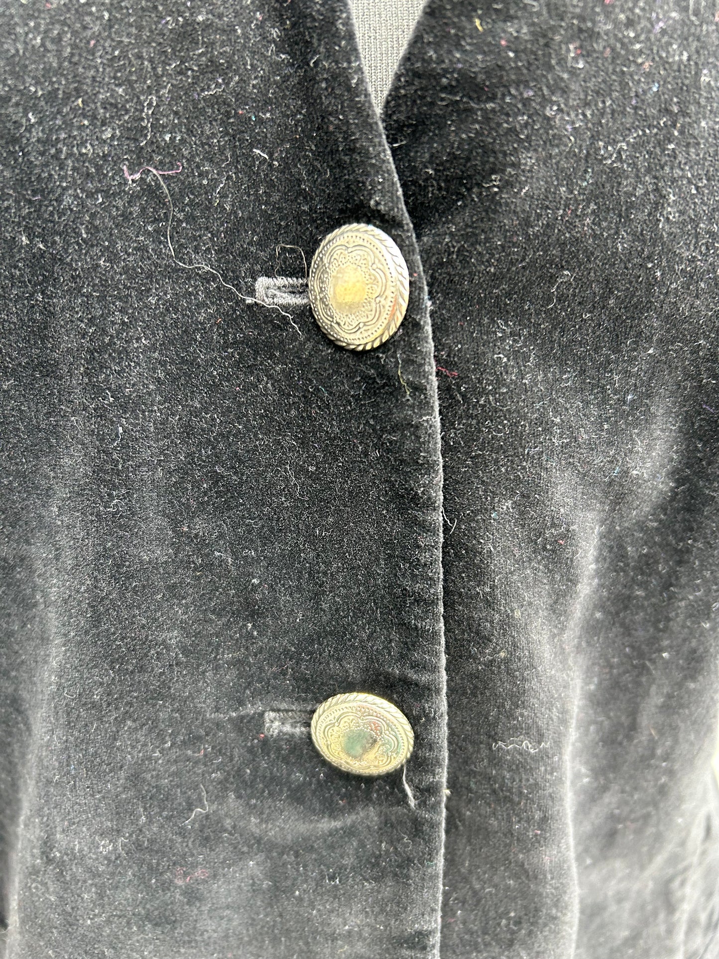 80s long black velvet waistcoat uk 8-10