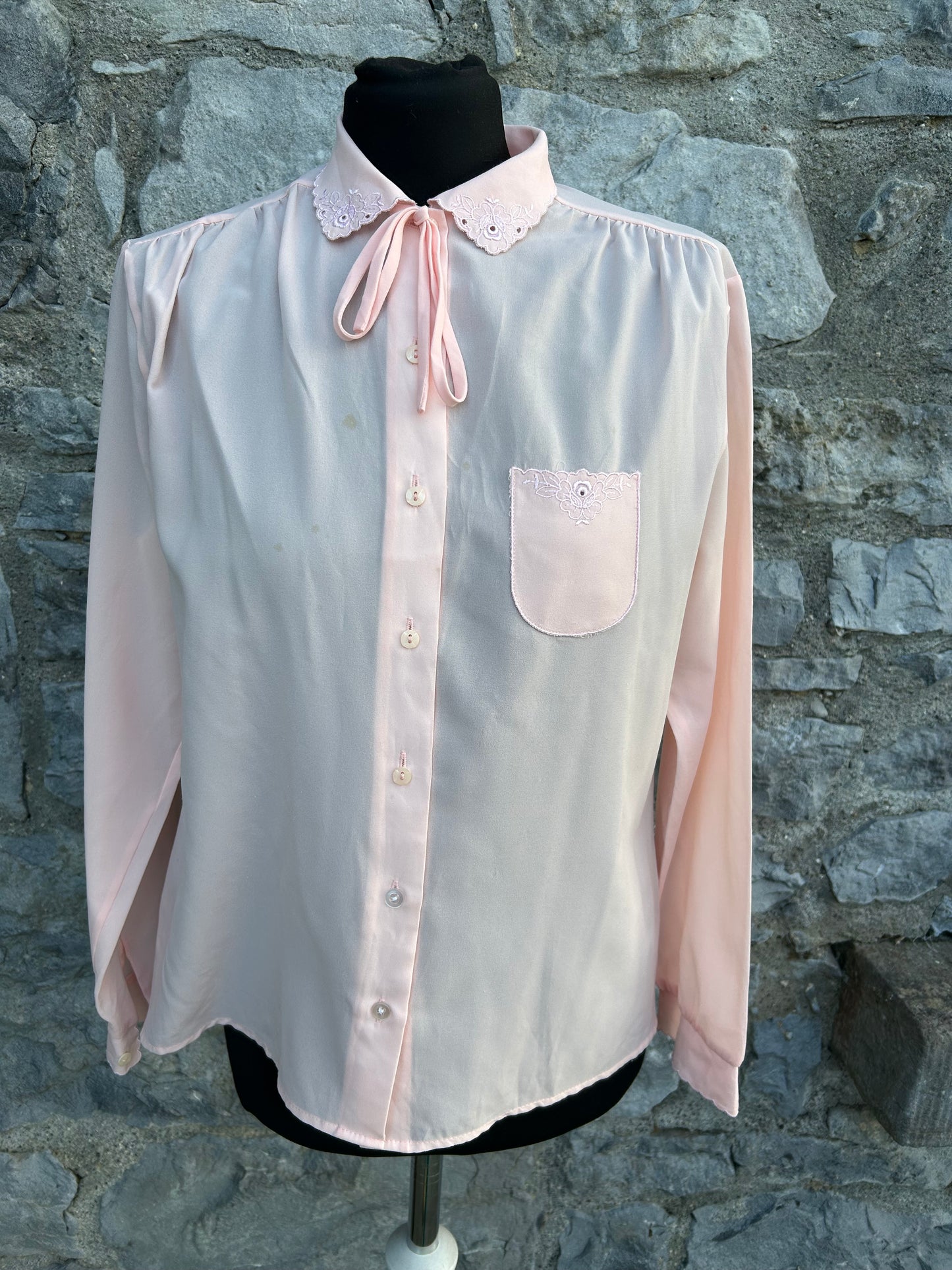 80s light pink blouse uk 12