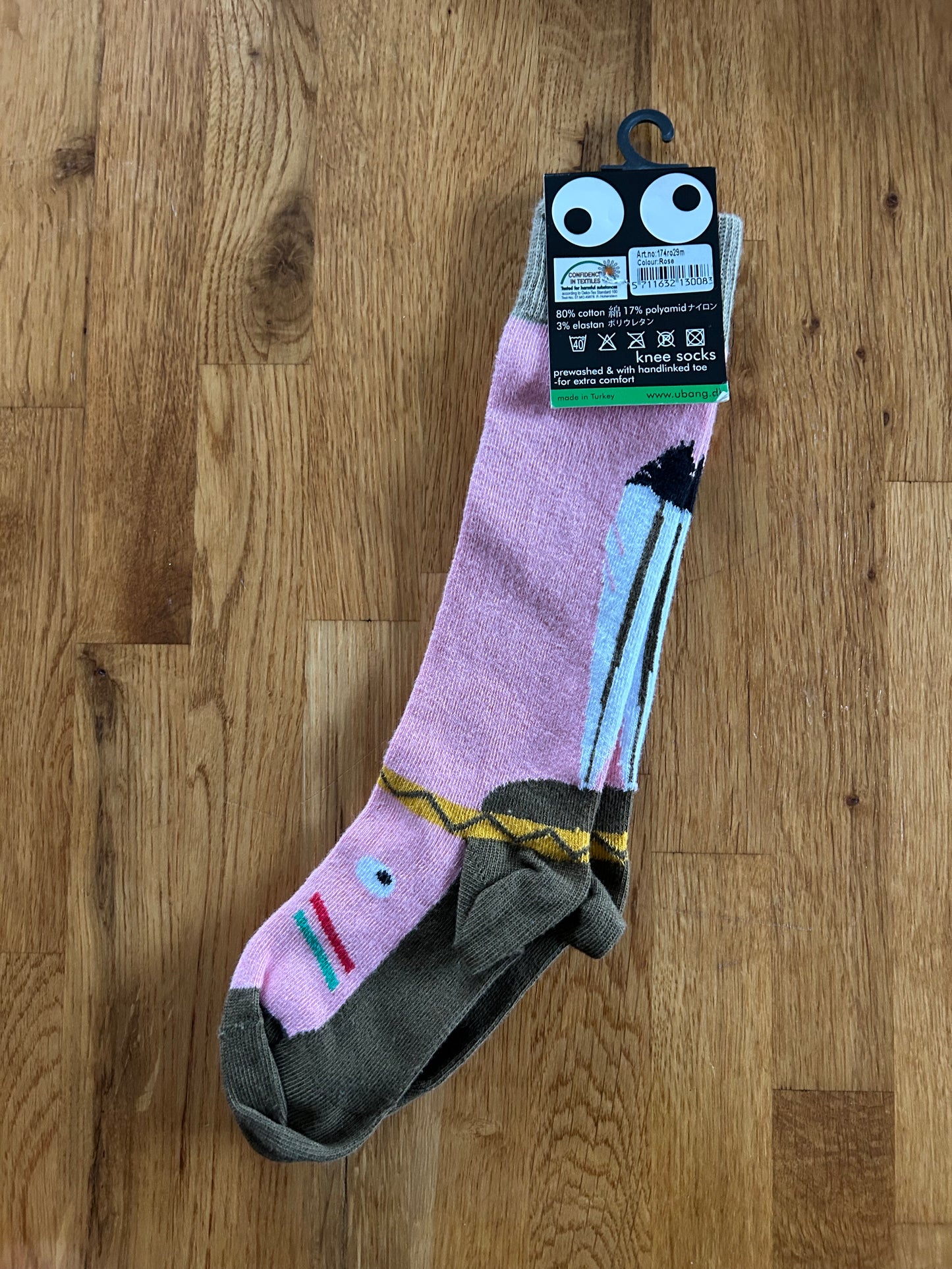 Pink&brown long socks uk 11-13 (eu 29-32)