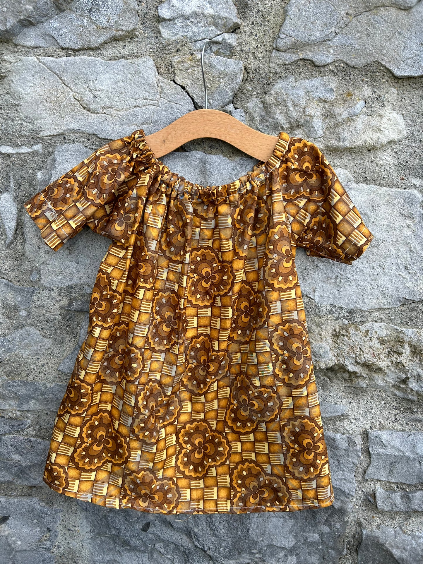 Brown check&flowers top 6-7y (116-122cm)