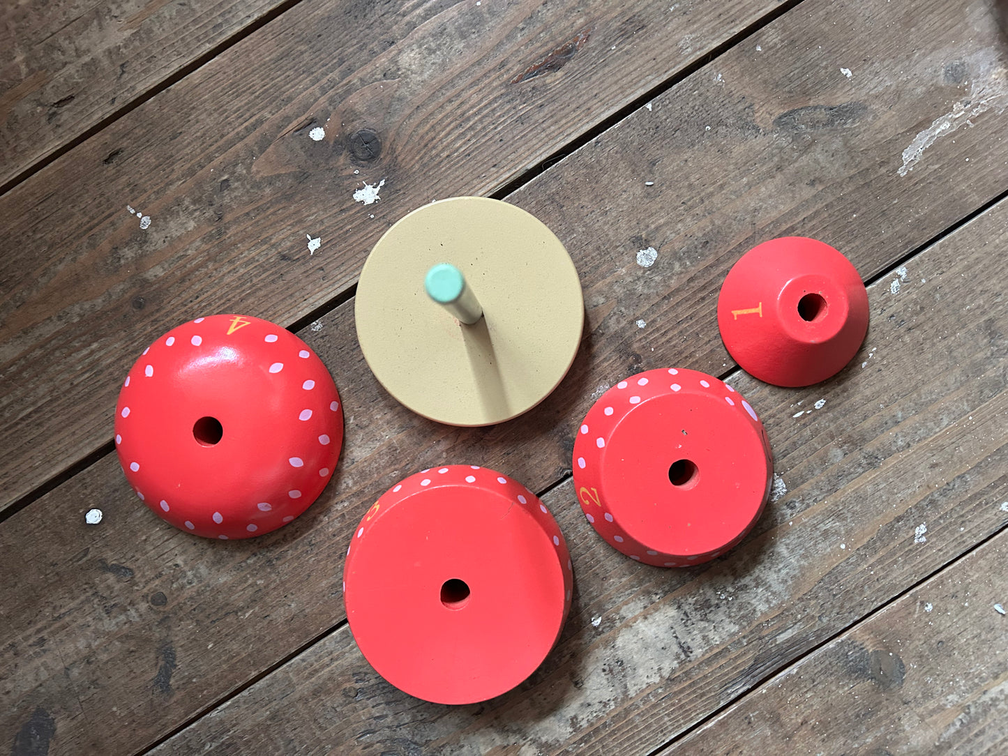 Wooden strawberry stacking toy