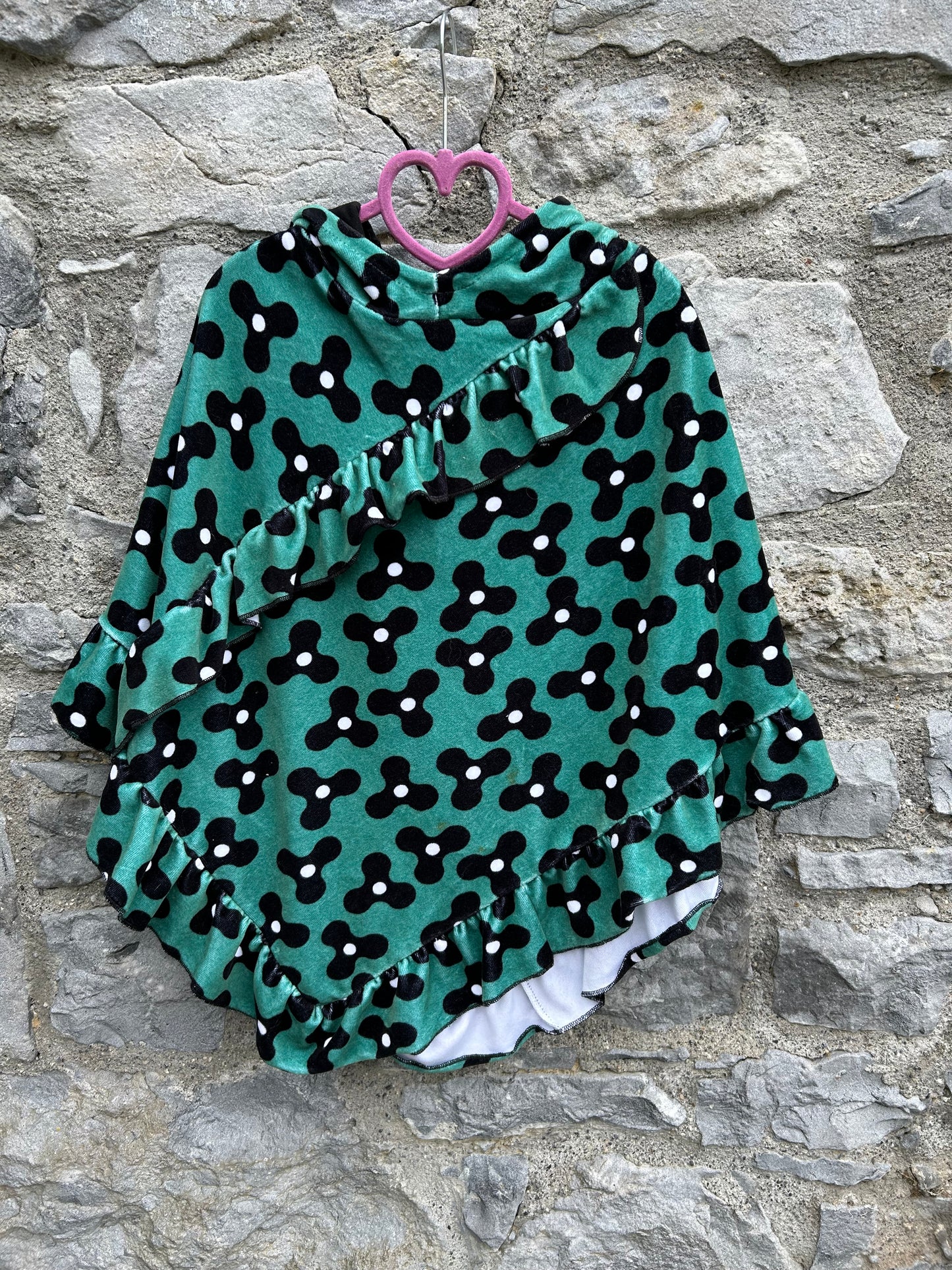 Spinning Windmills Green velour cape 7-9y (122-134cm)