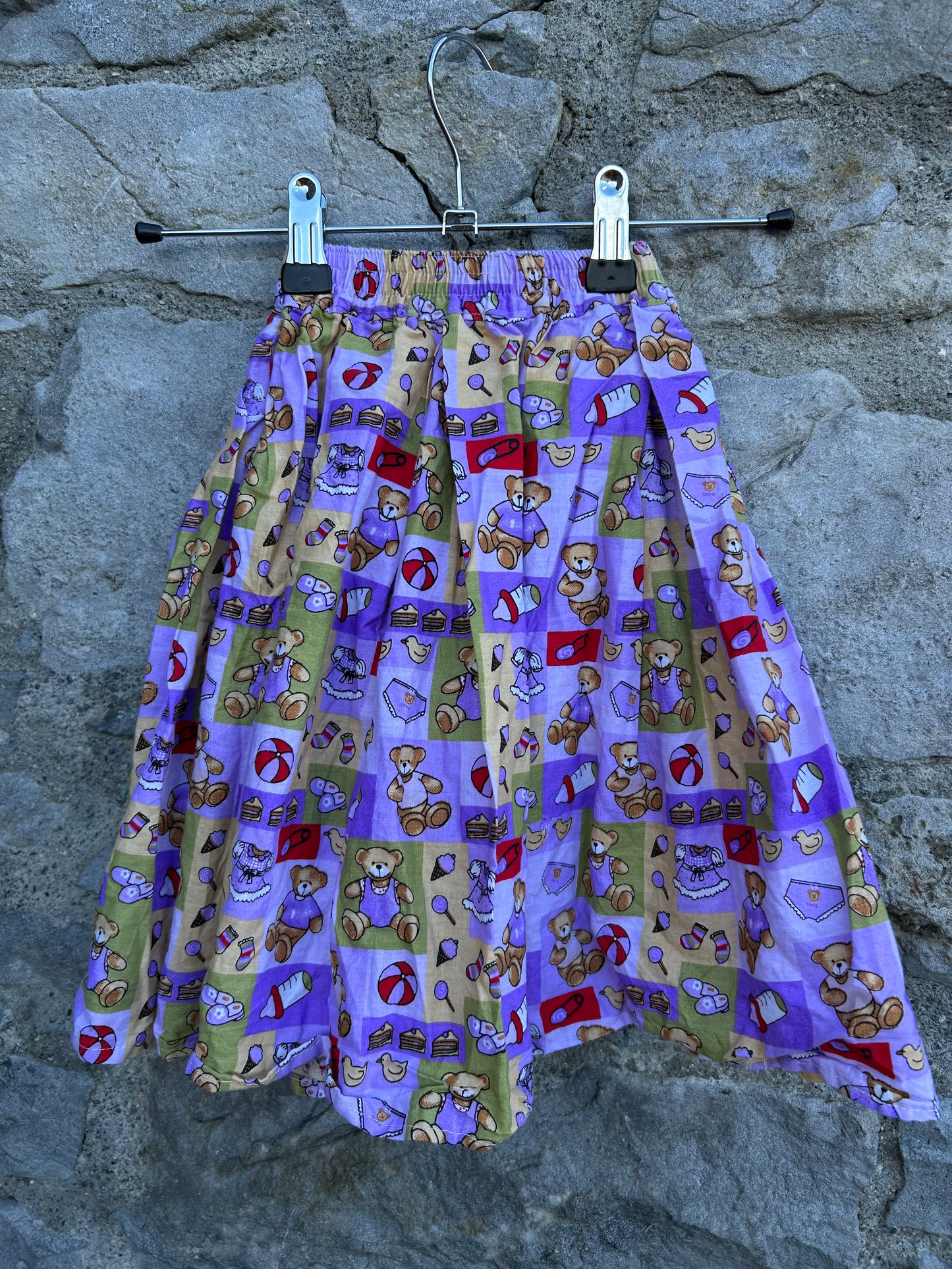 80s purple patchwork long skirt 2-3y (92-98cm)