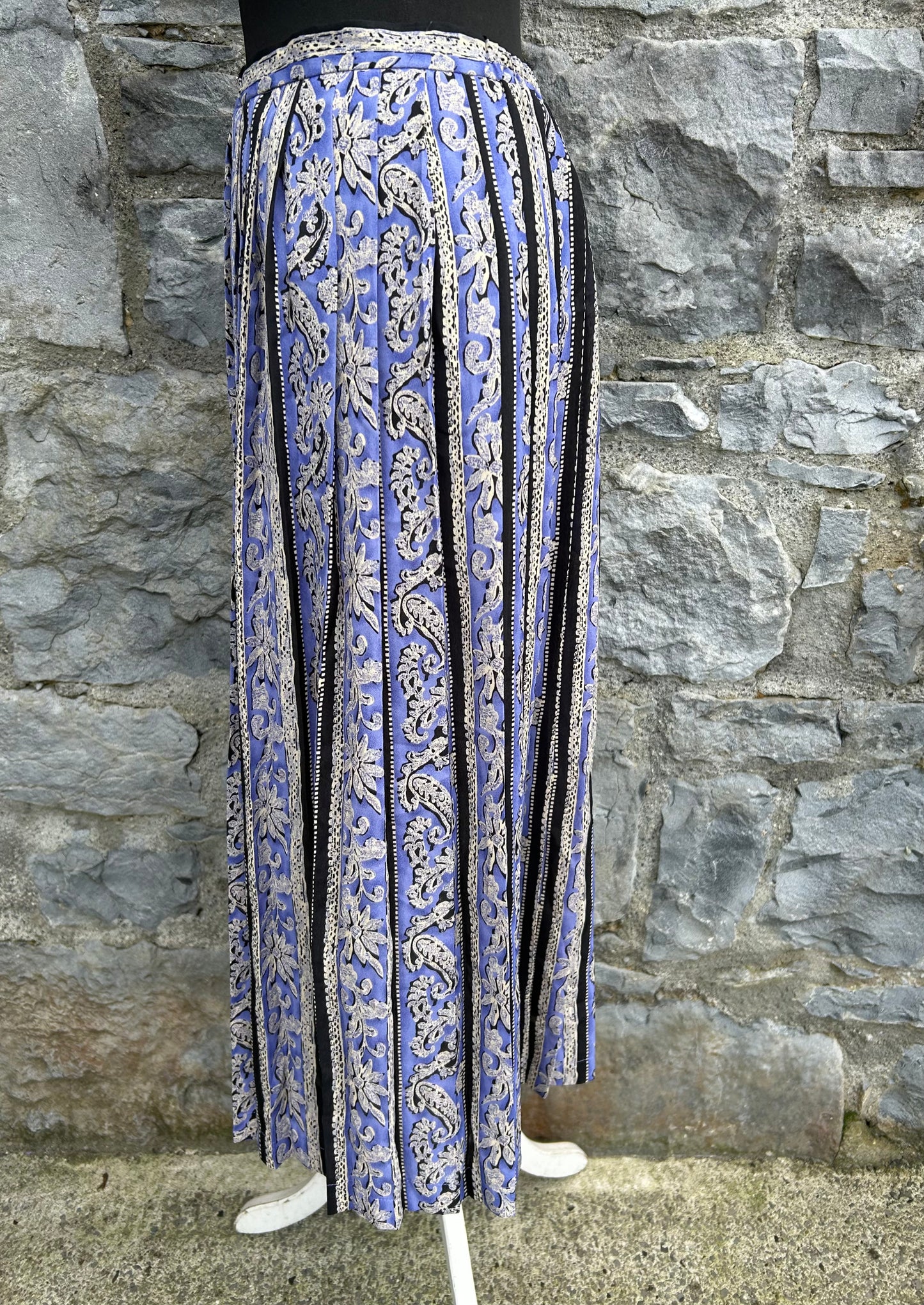 80s Purple floral pleated skirt uk 10-12