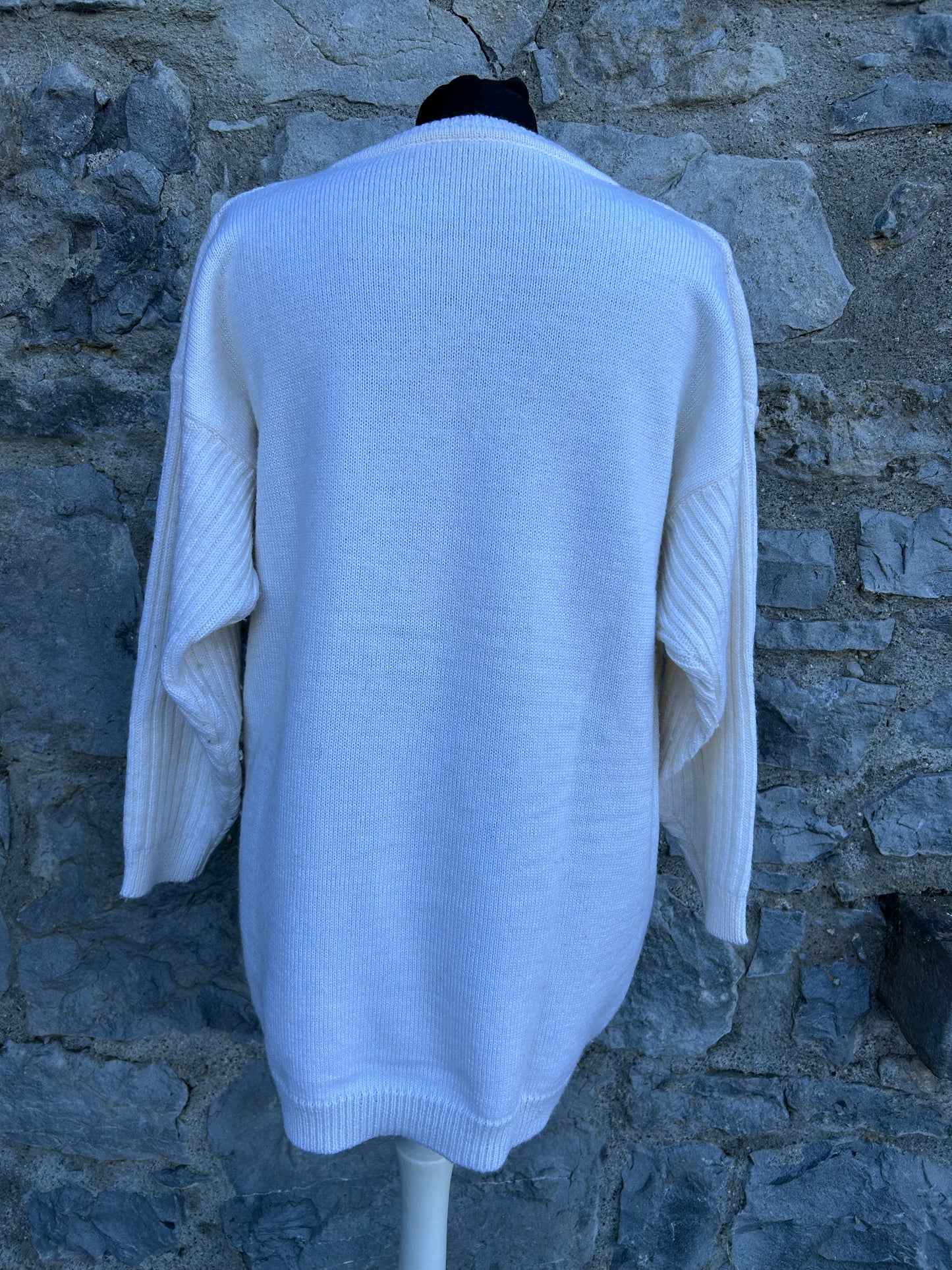 80s white long jumper uk 12-14