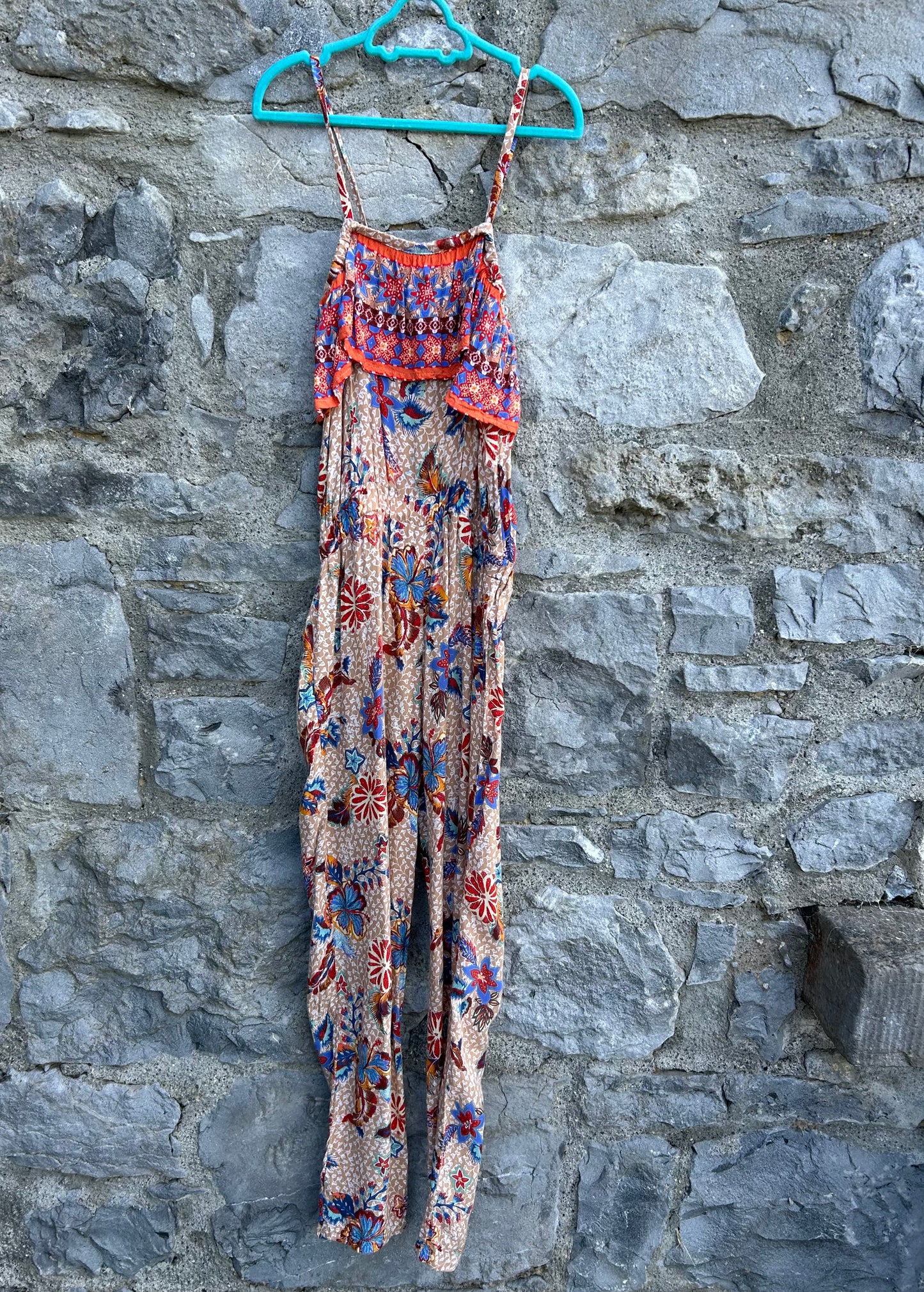 Floral brown jumpsuit 11-12y (146-152cm)