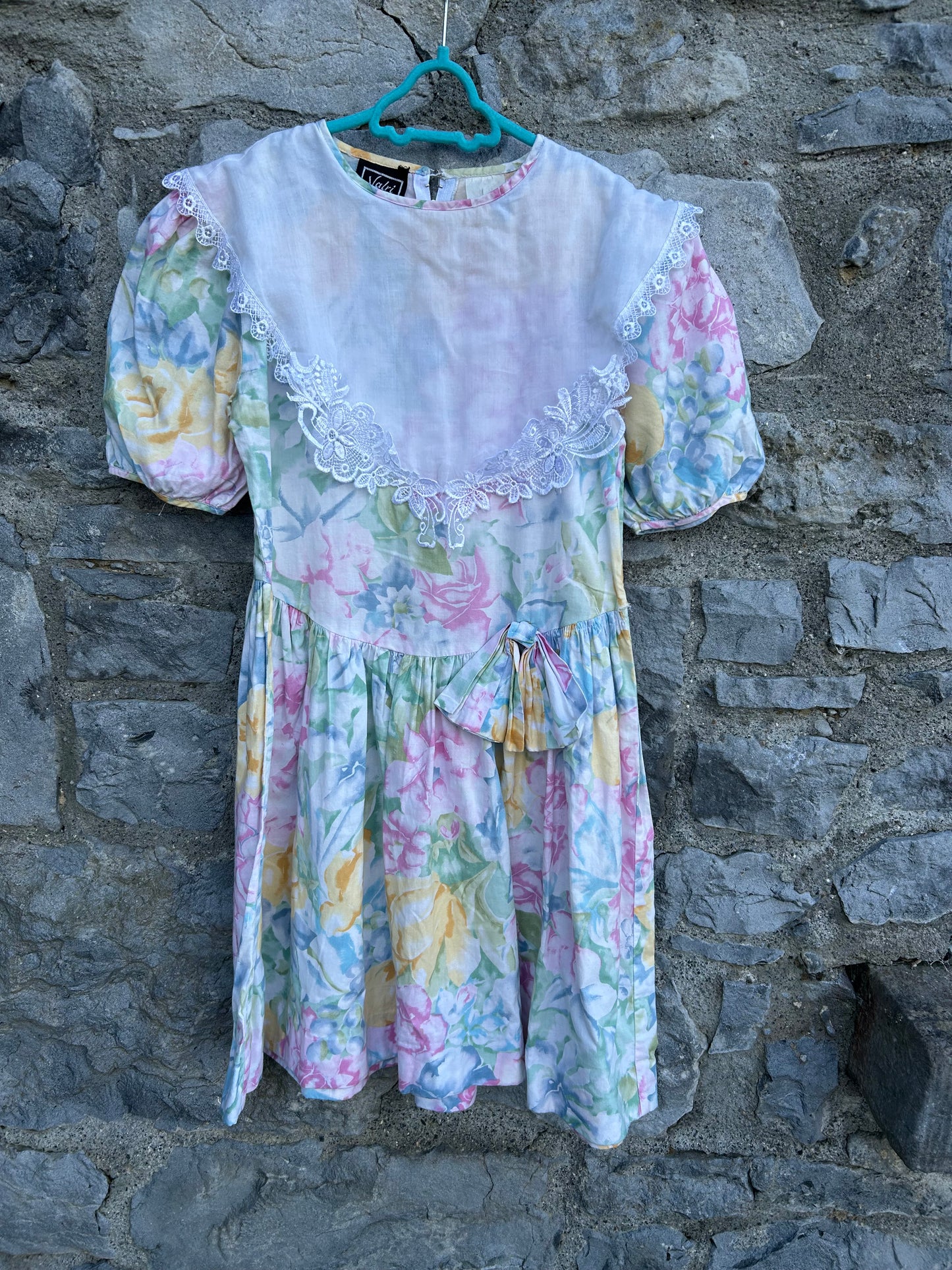 80s floral dress with big collar 12y (152cm)