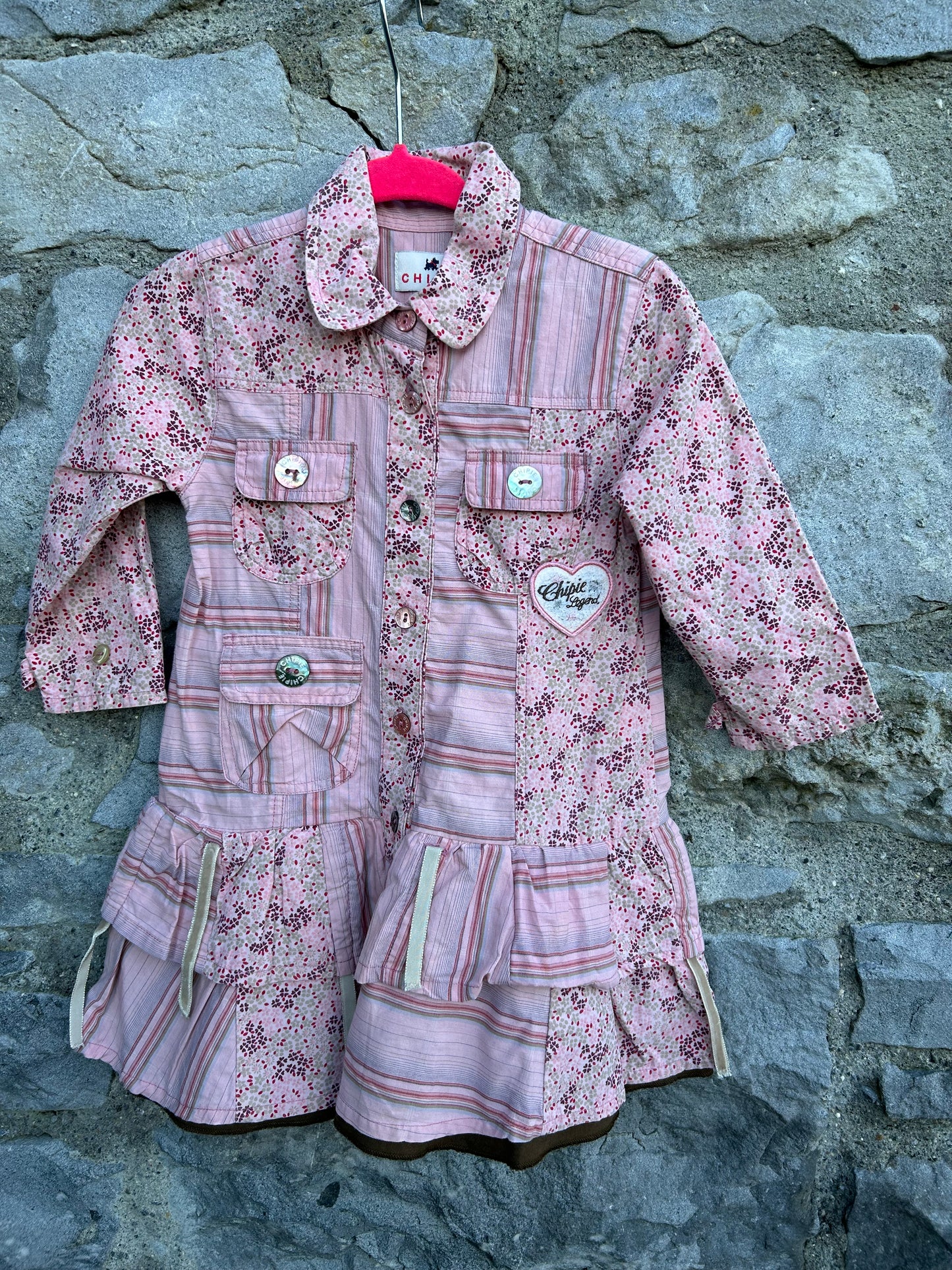 Y2K pink patchwork dress 12m (80cm)