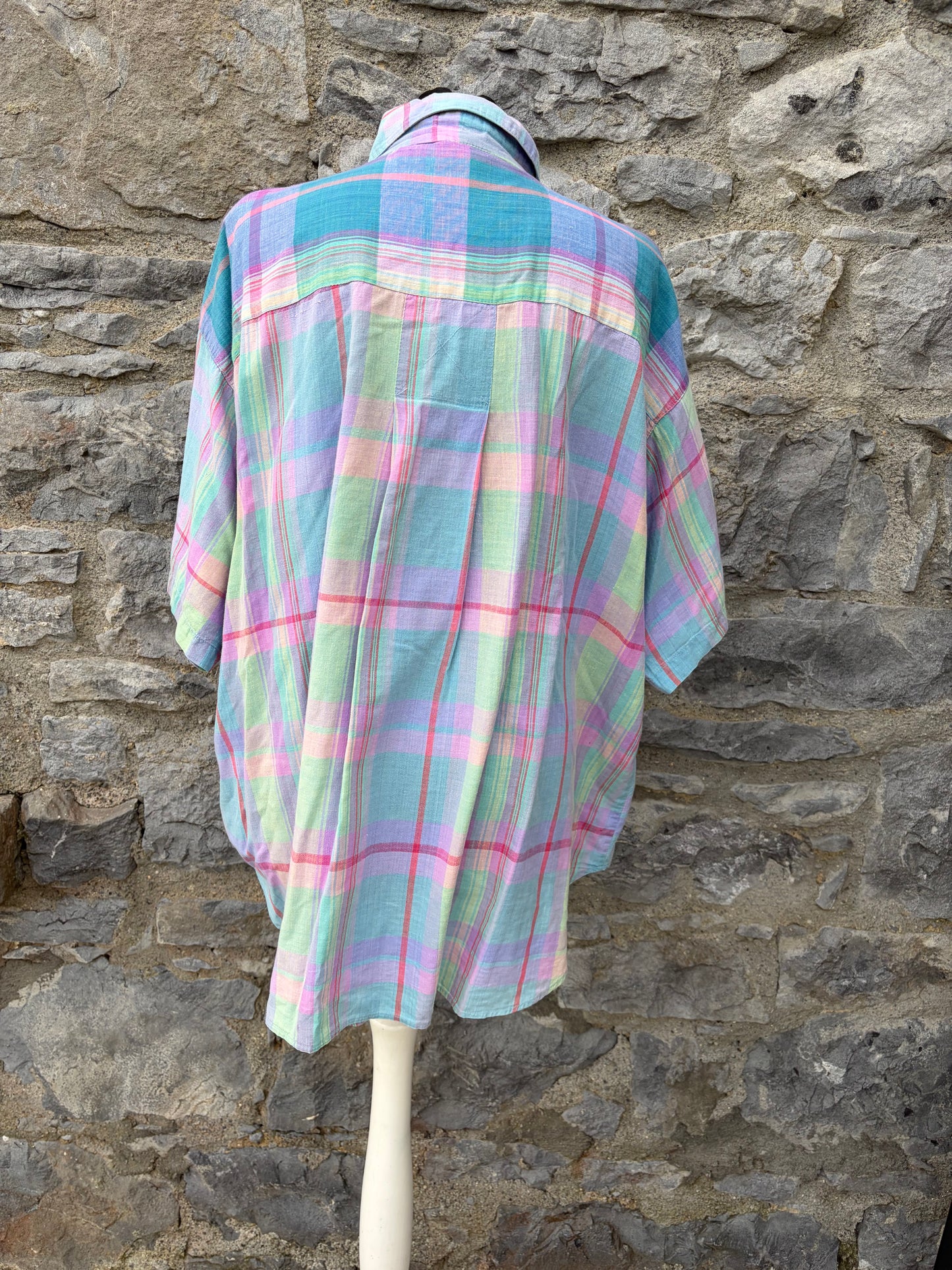 80s rainbow check shirt Large