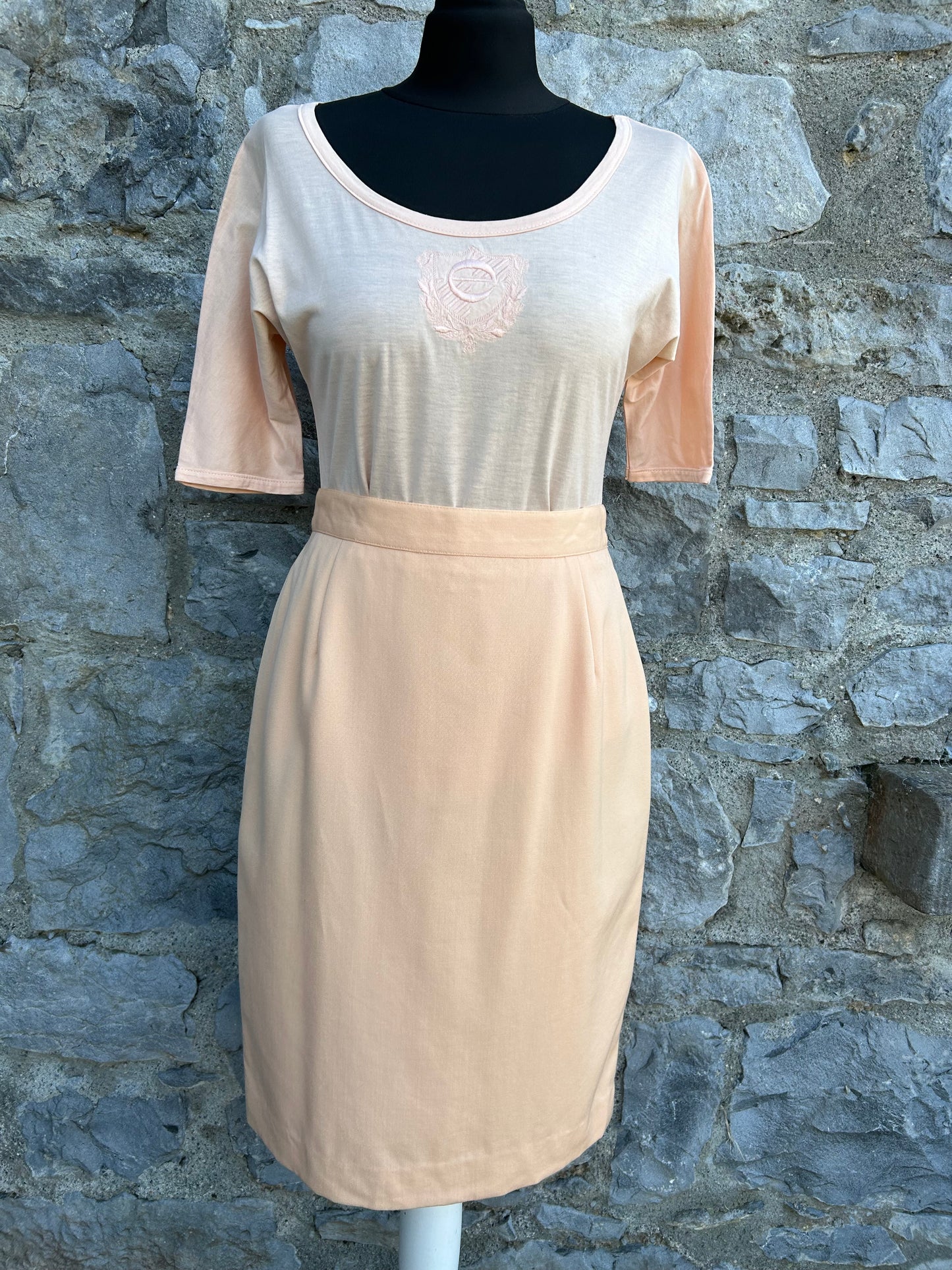 80s peach floral 3 piece suit uk 8