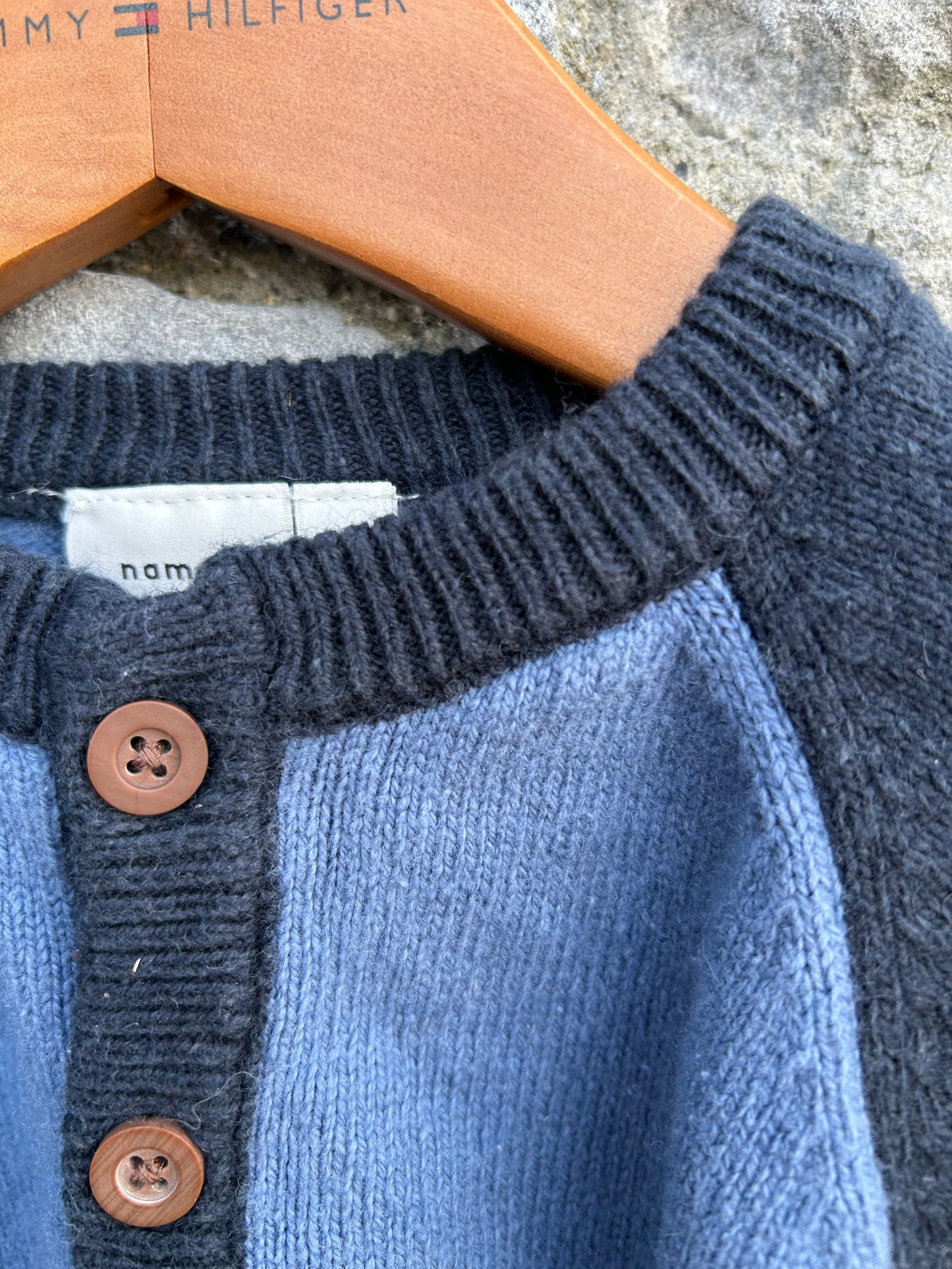 Blue&navy woolly cardigan 3-6m (62-68cm)