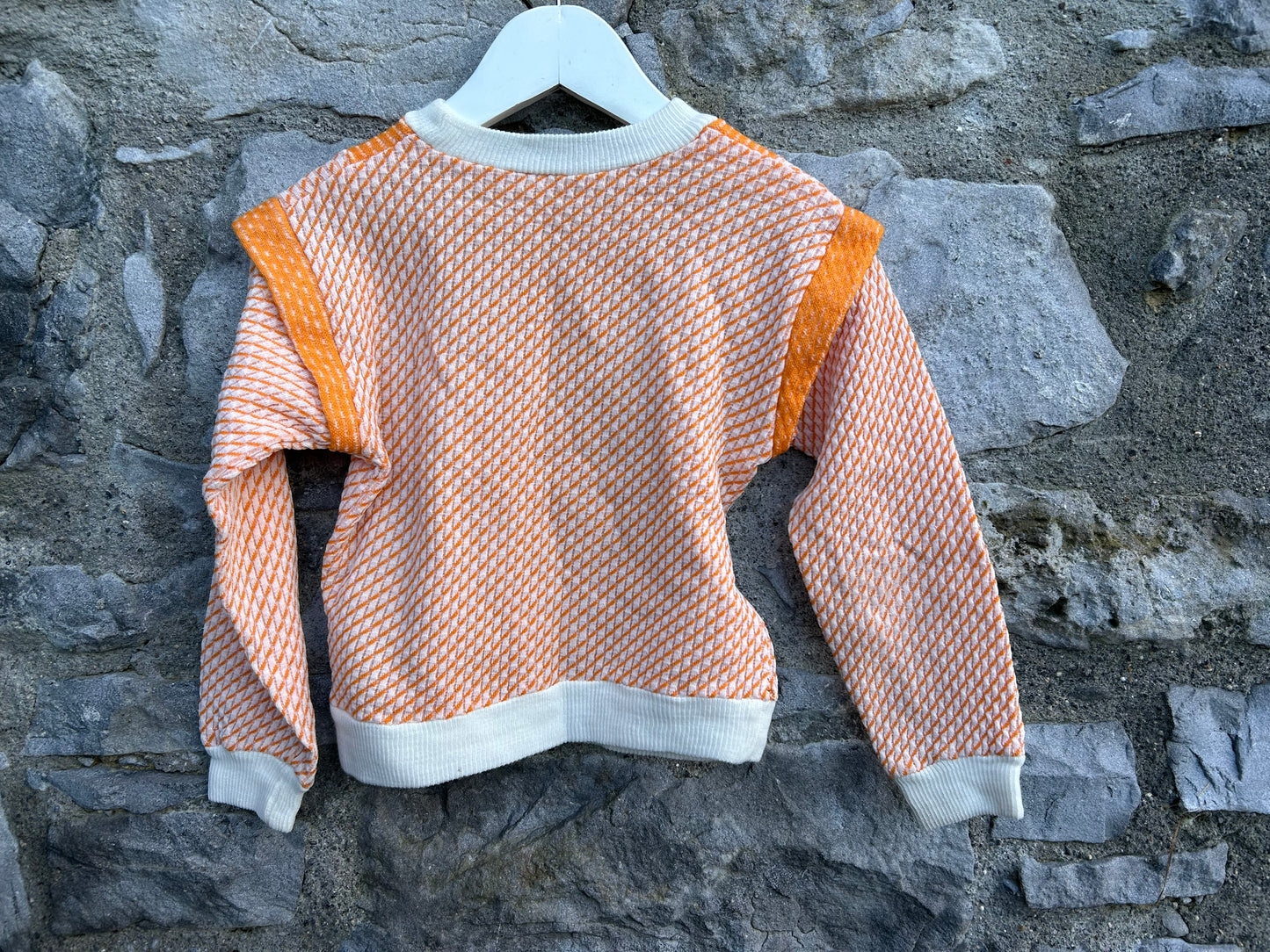 70s orange&white jumper 4y (104cm)