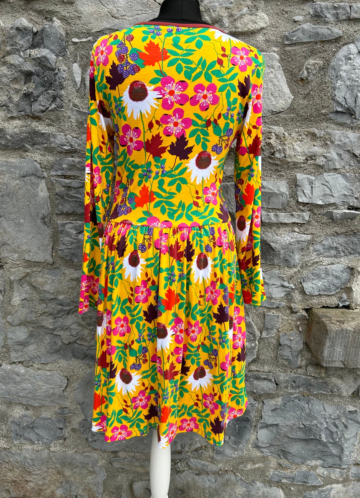Autumn print yellow dress uk 10