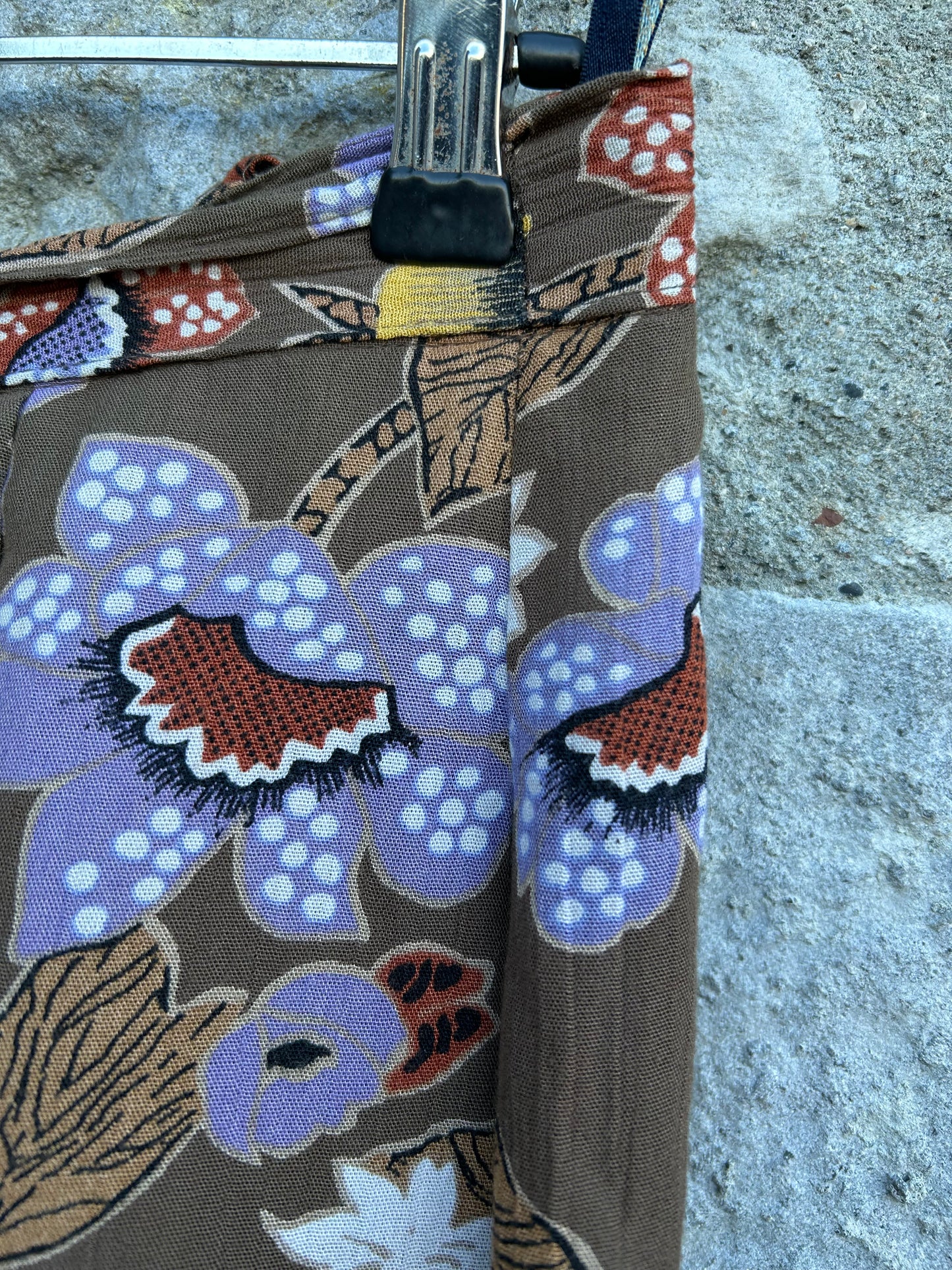 80s Brown floral skirt uk 12