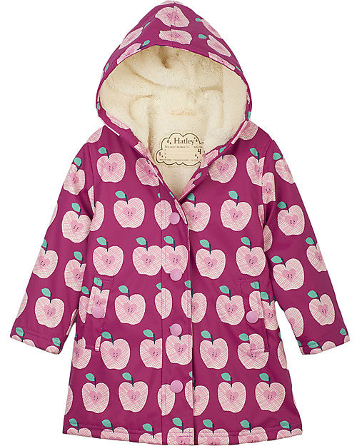 Pink apples Sherpa lined coat 18-24m (86-92cm)