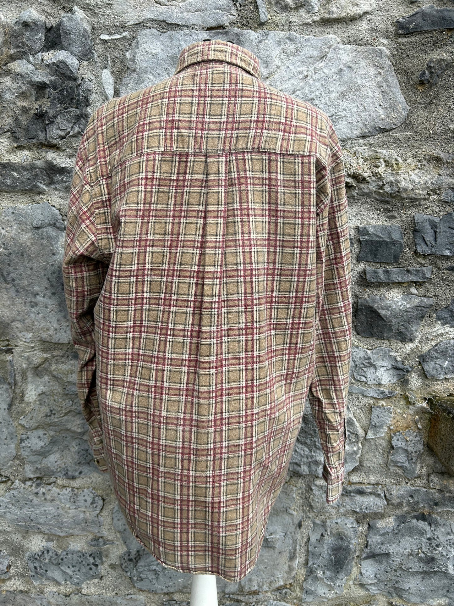 90s brown check flannel shirt Large
