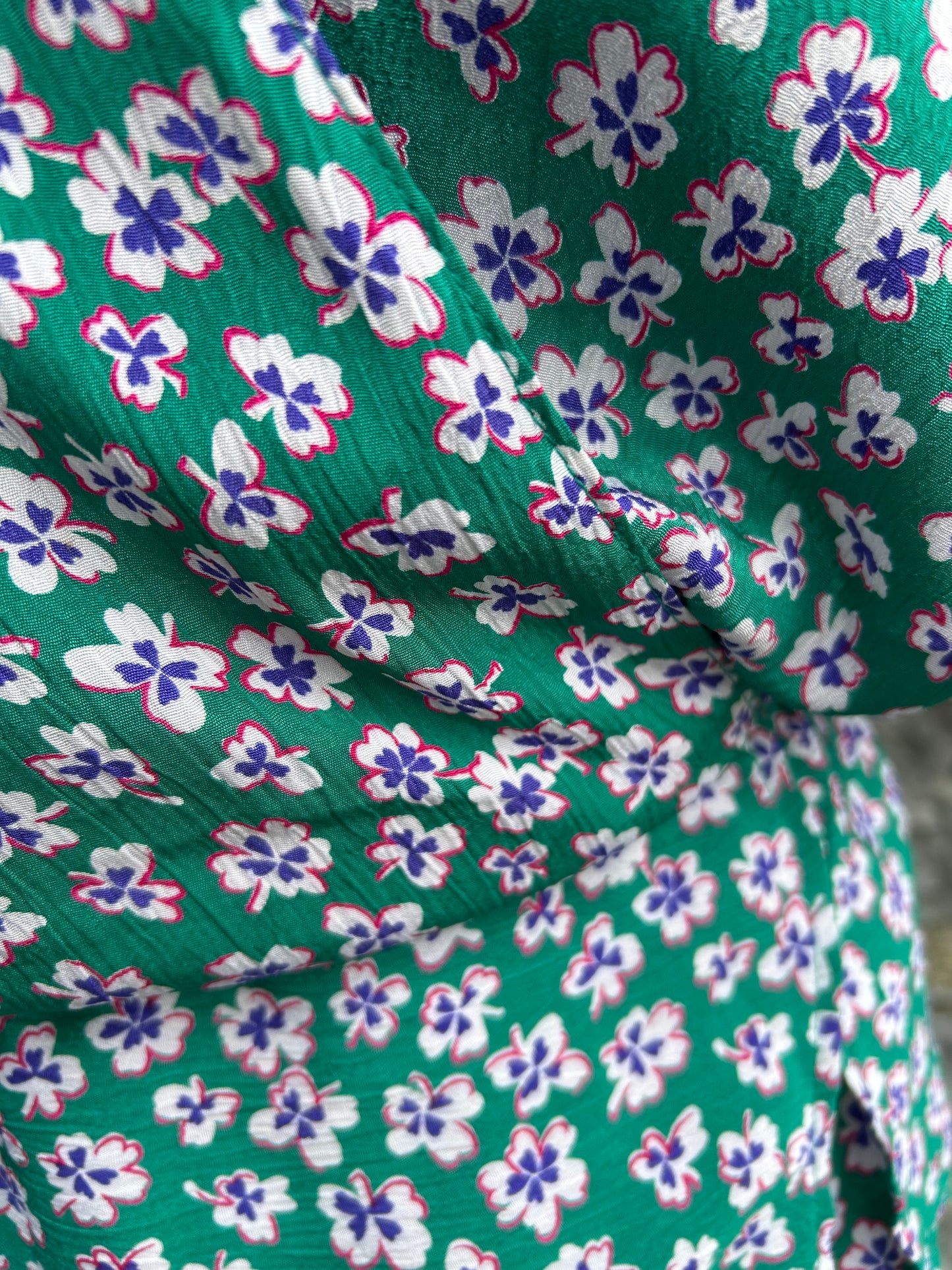 80s green floral dress uk 10