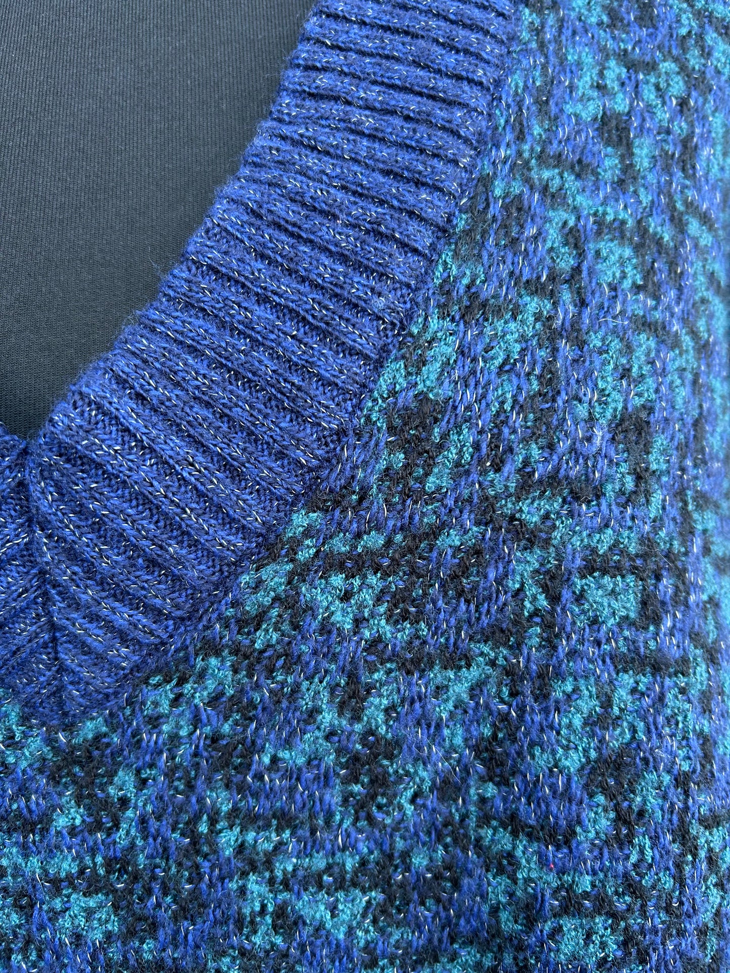 80s Blue&teal melange jumper M/L