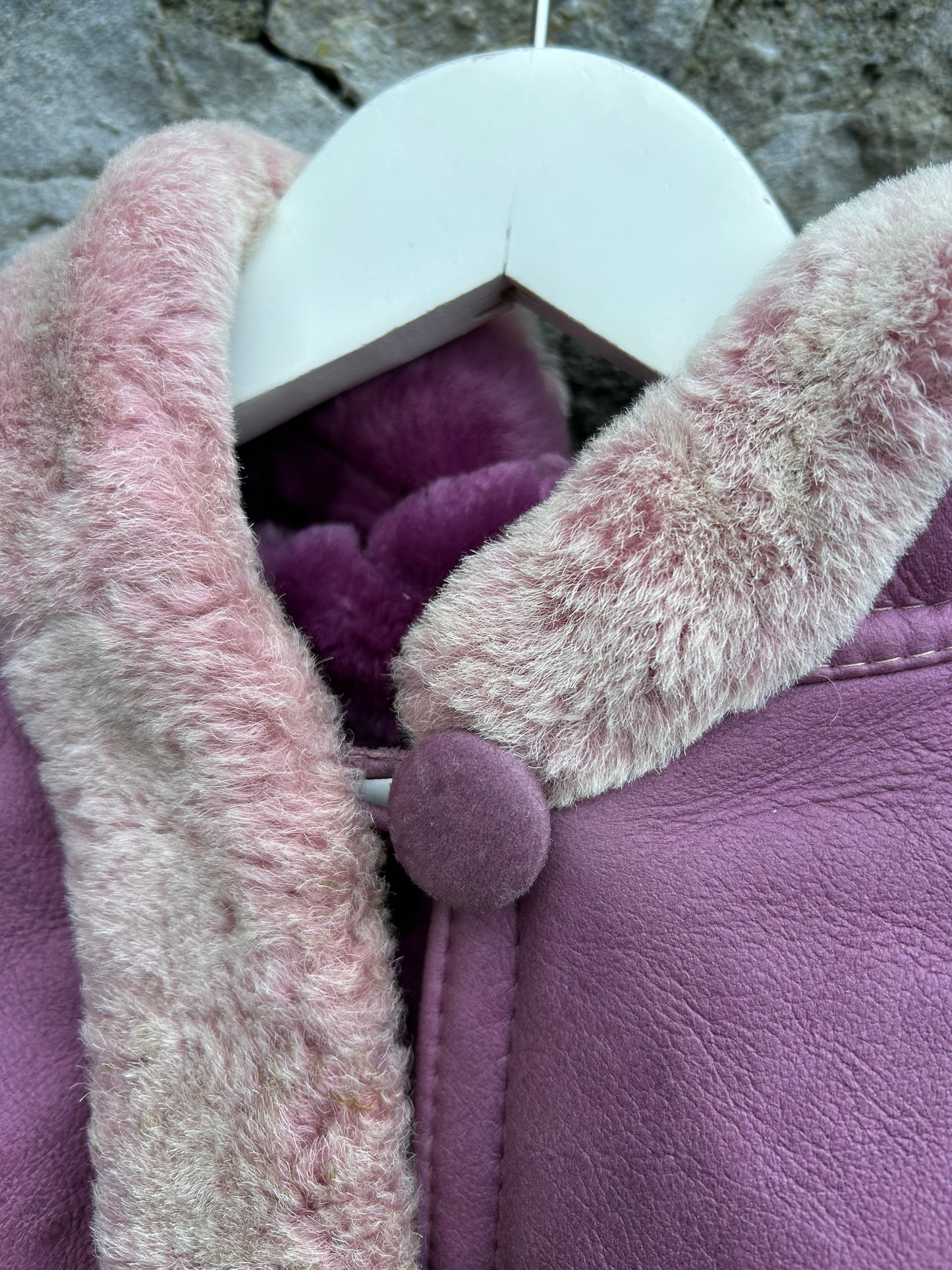 80s purple leather coat 3y (98cm)