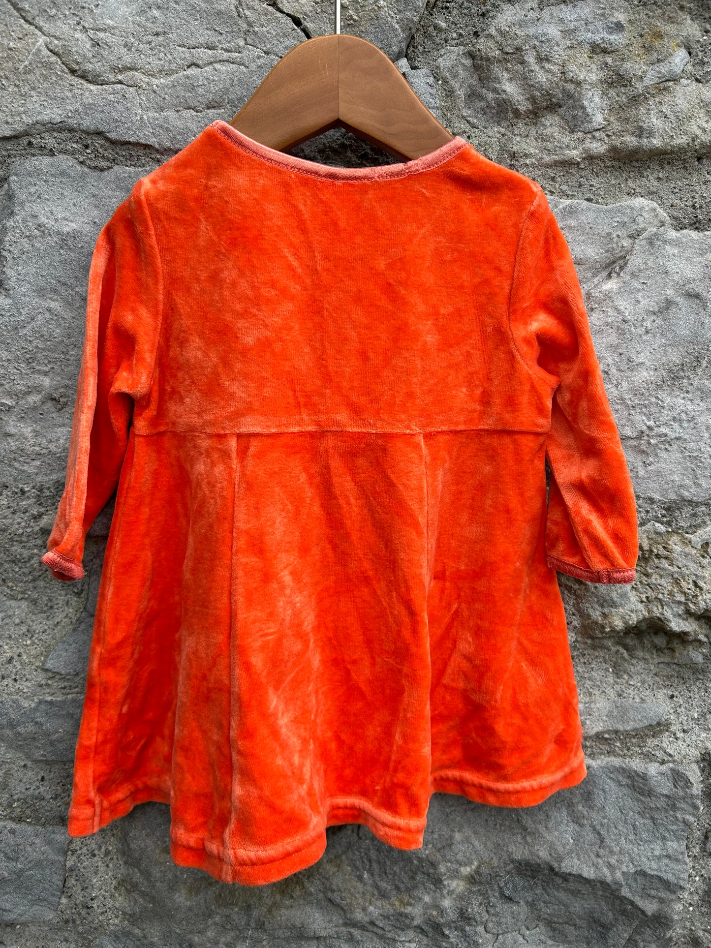 Y2K orange velour dress 6-9m (68-74cm)