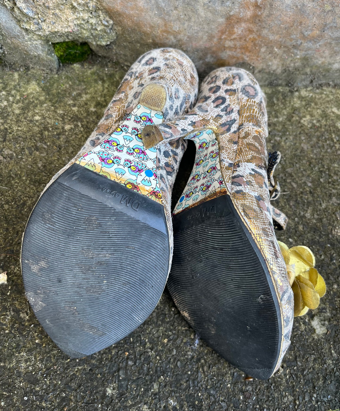 Gold leopard print heels 5.5 (eu 38.5)