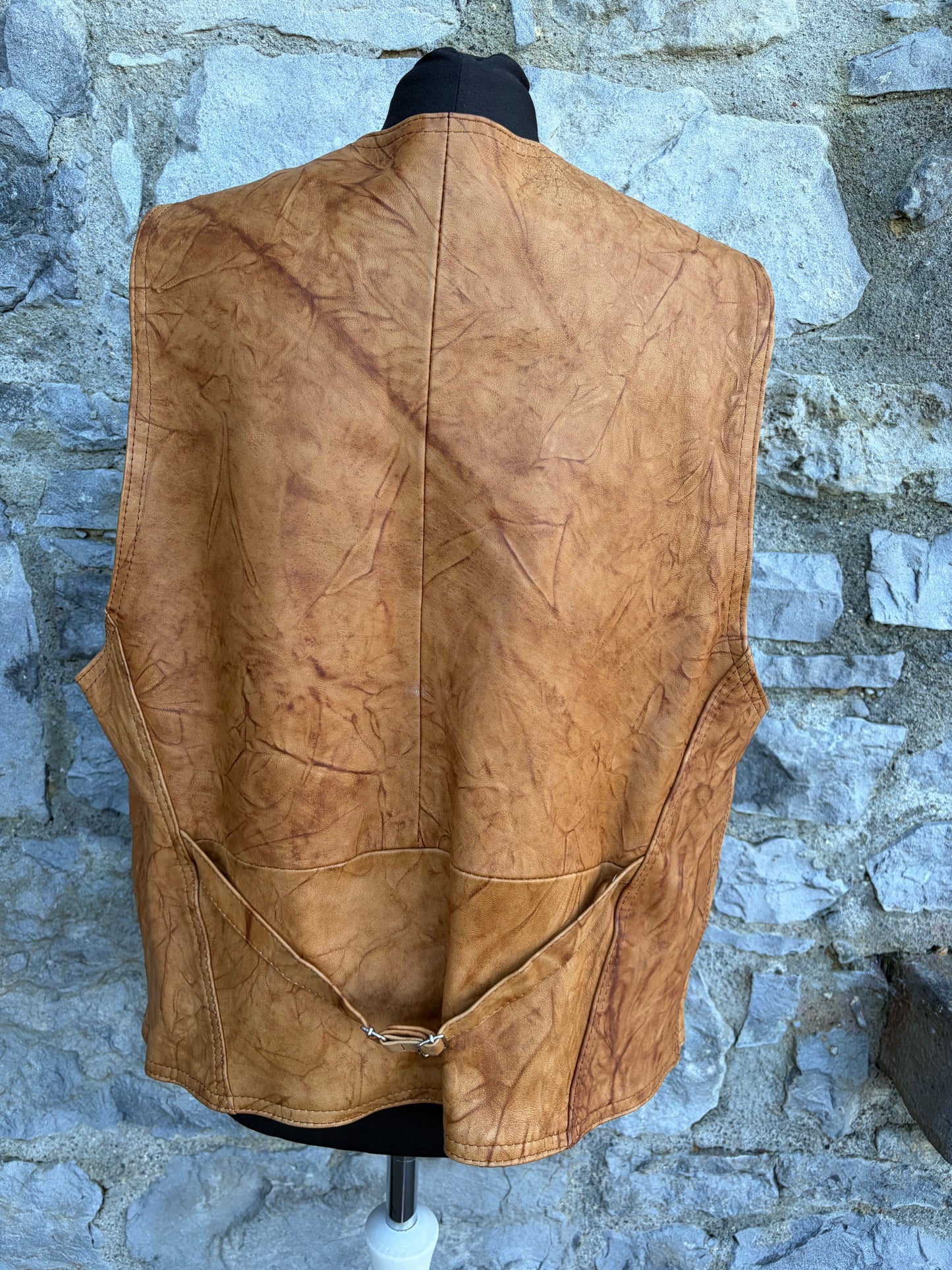 80s brown leather gilet XL