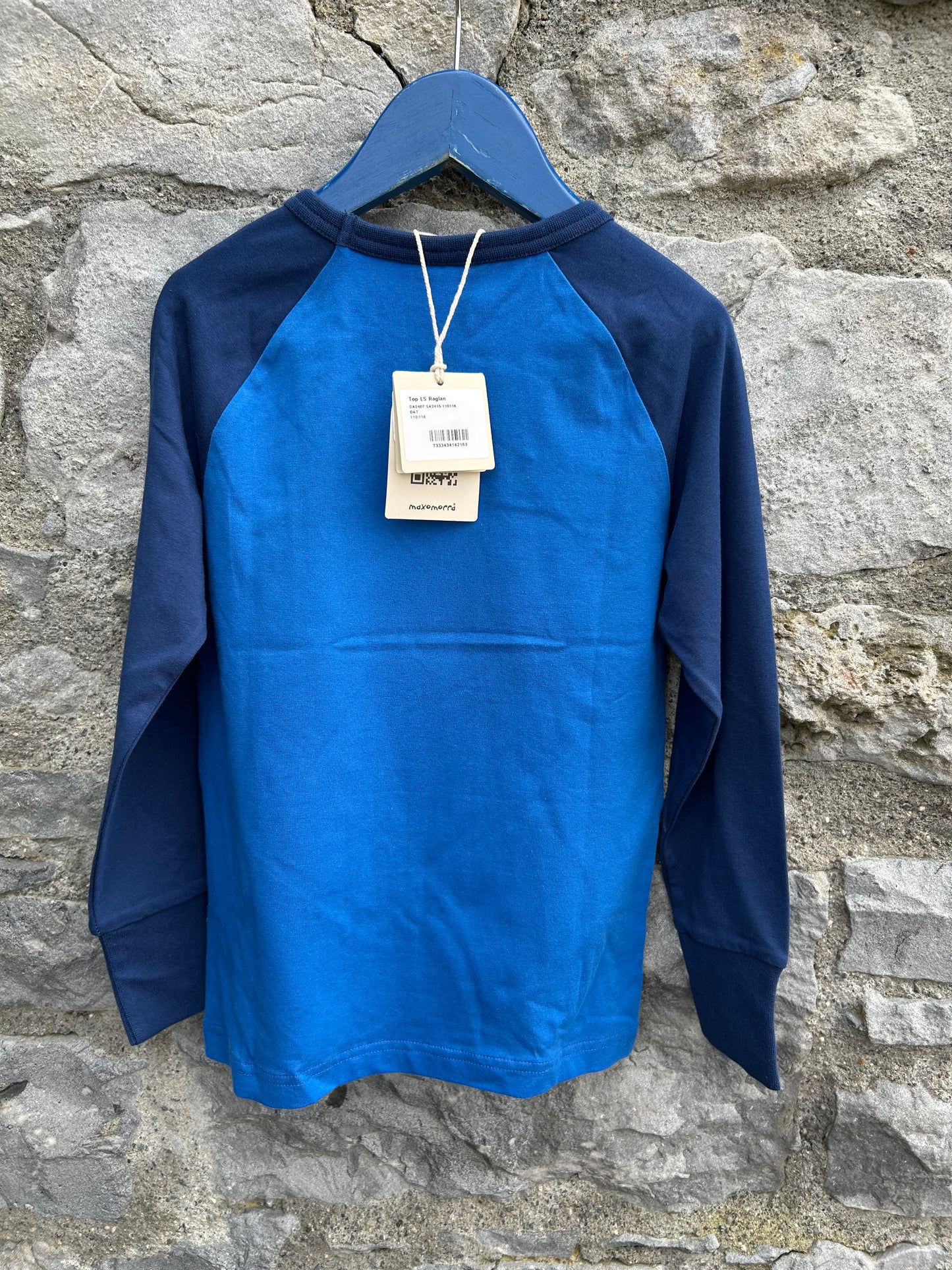Bat blue raglan top 5-6y (110-116cm)