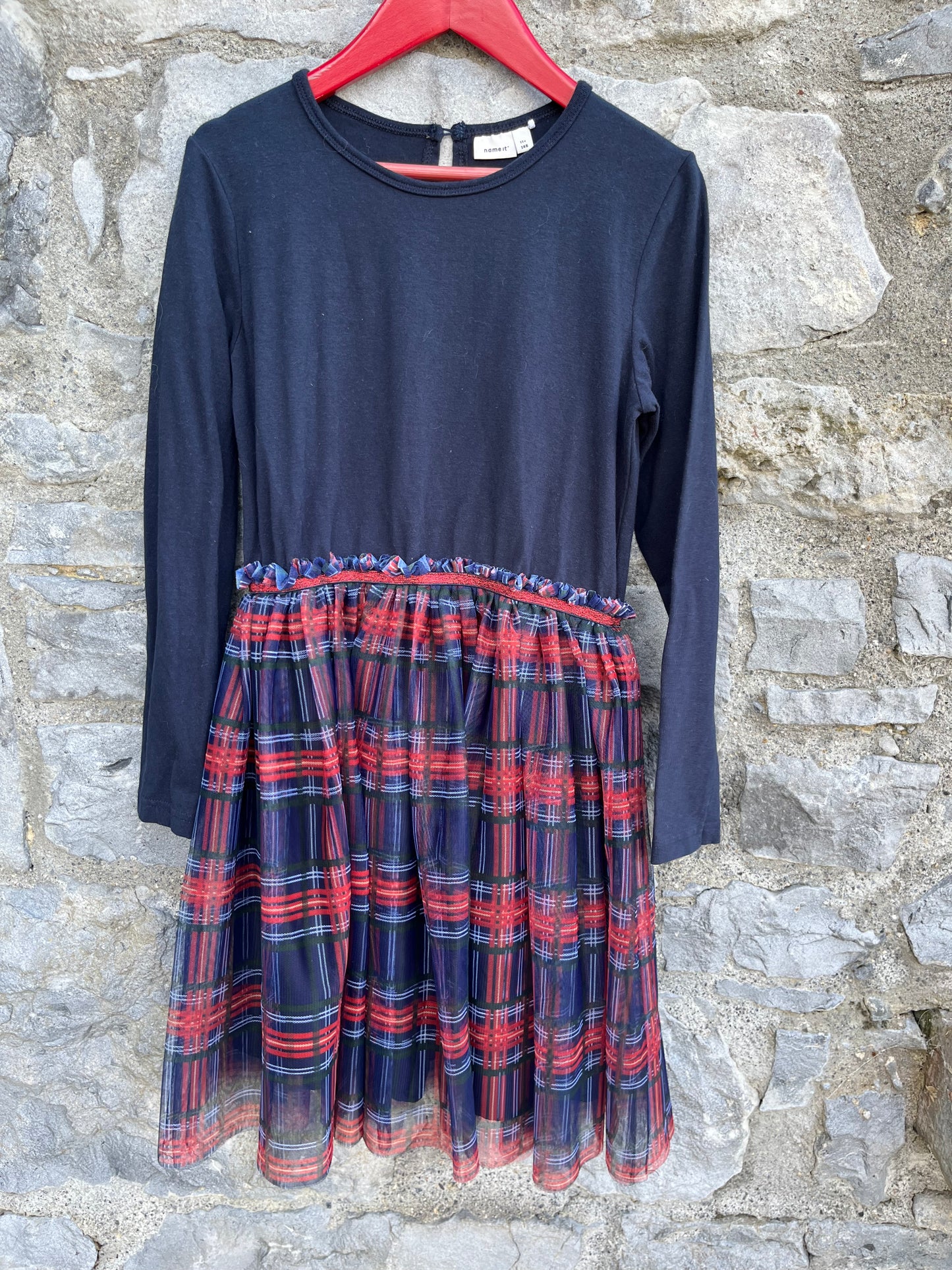 Navy&tartan dress 11y (146cm)