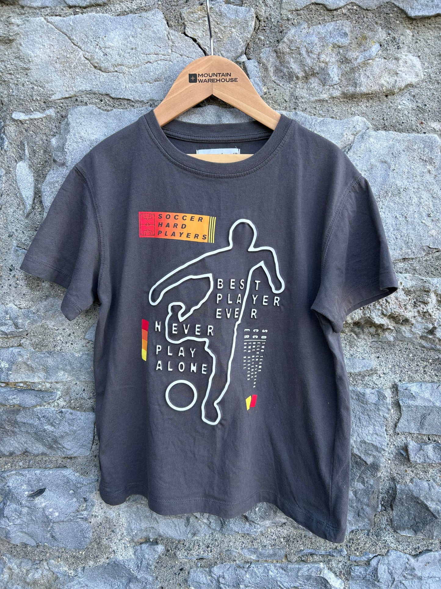 Soccer charcoal T-shirt 7y (122cm)