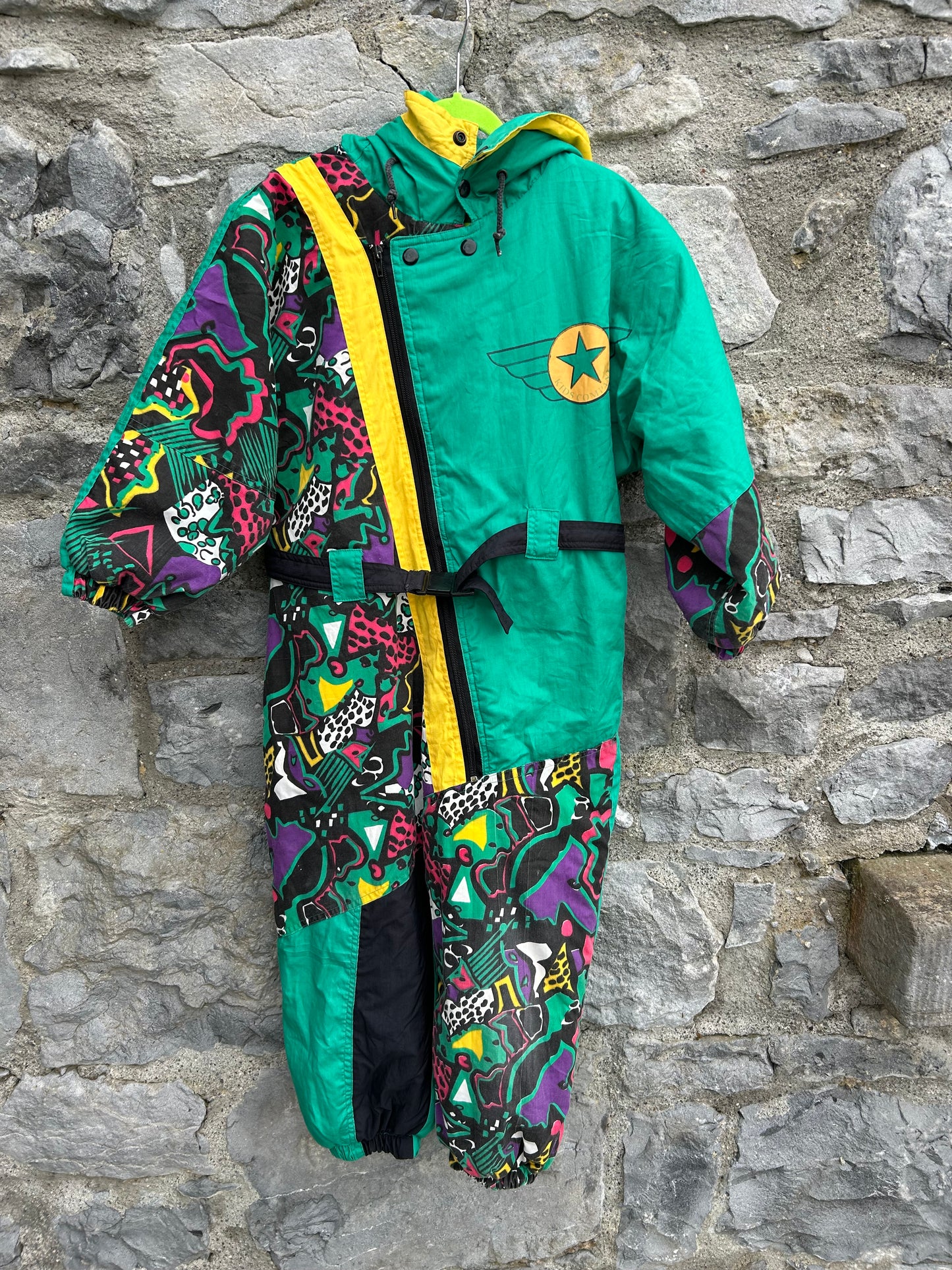 80s green abstract winter suit 5-6y (110-116cm)
