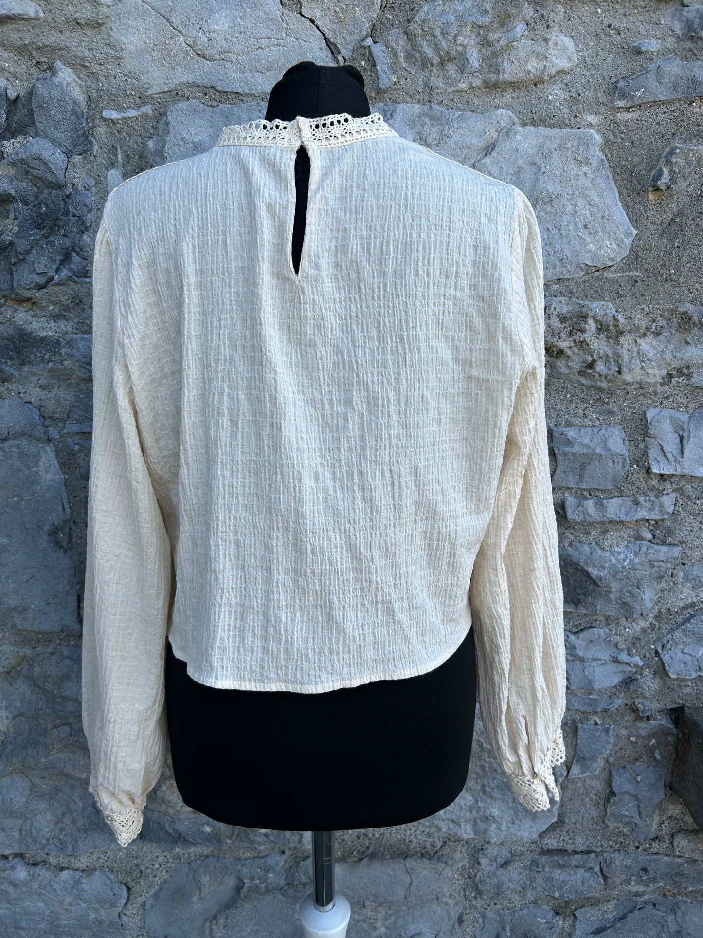 Ivory cropped wrinkled top uk 12