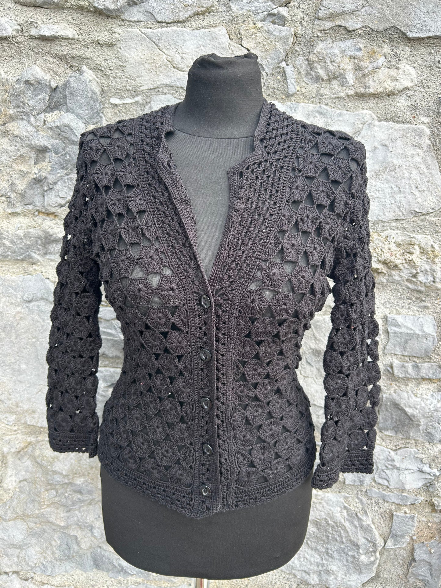 Black crochet cardigan uk 8