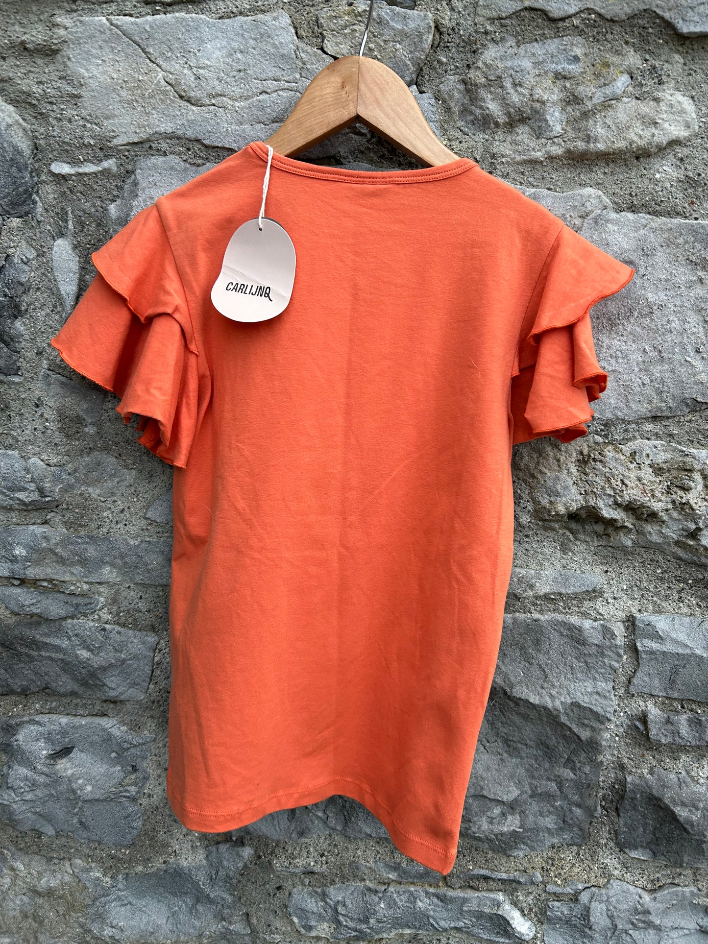 Orange ruffle sleeves tee 9-10y (134-140cm)