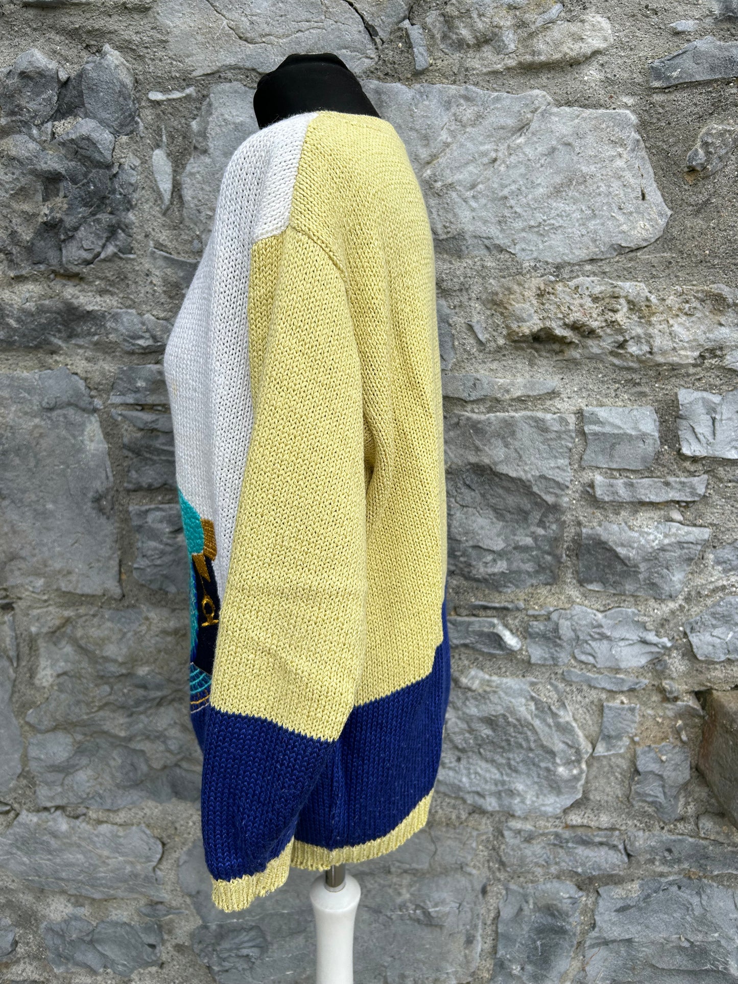 80s Cleopatra white&yellow jumper uk 12