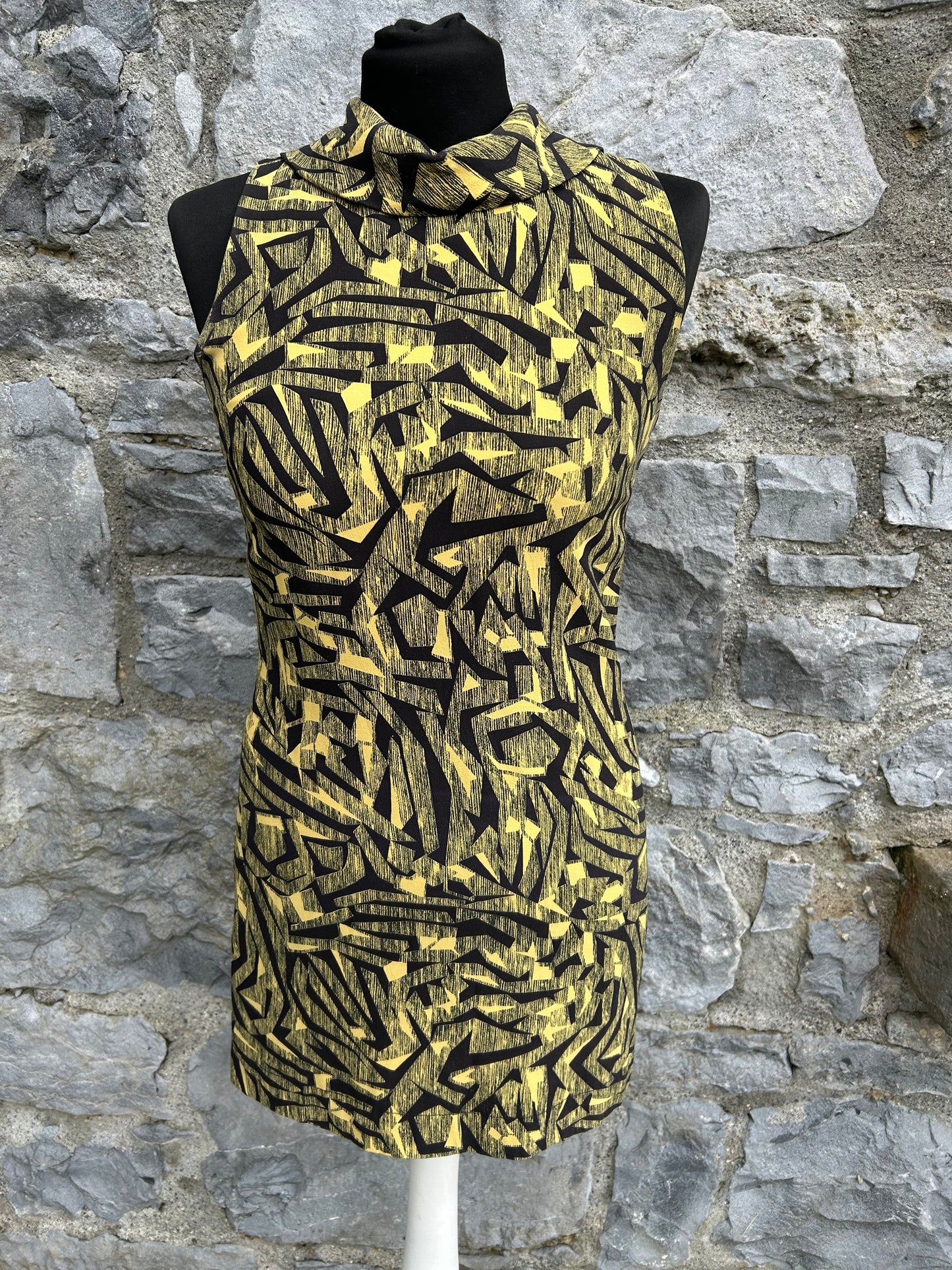 Y2K Green&black abstract mini dress uk 6-8