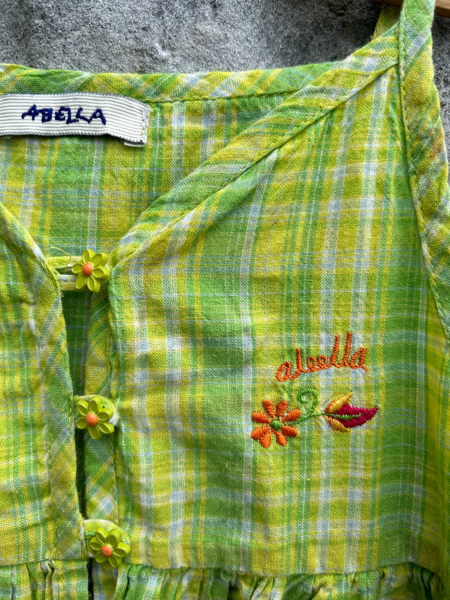 90s green check dress 12-18m (80-86cm)