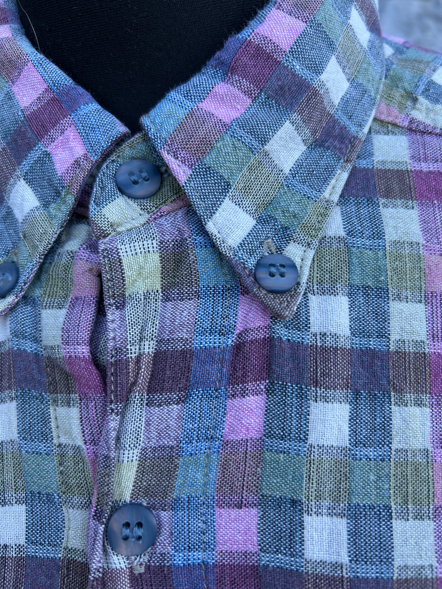 90s pink&green check shirt Medium