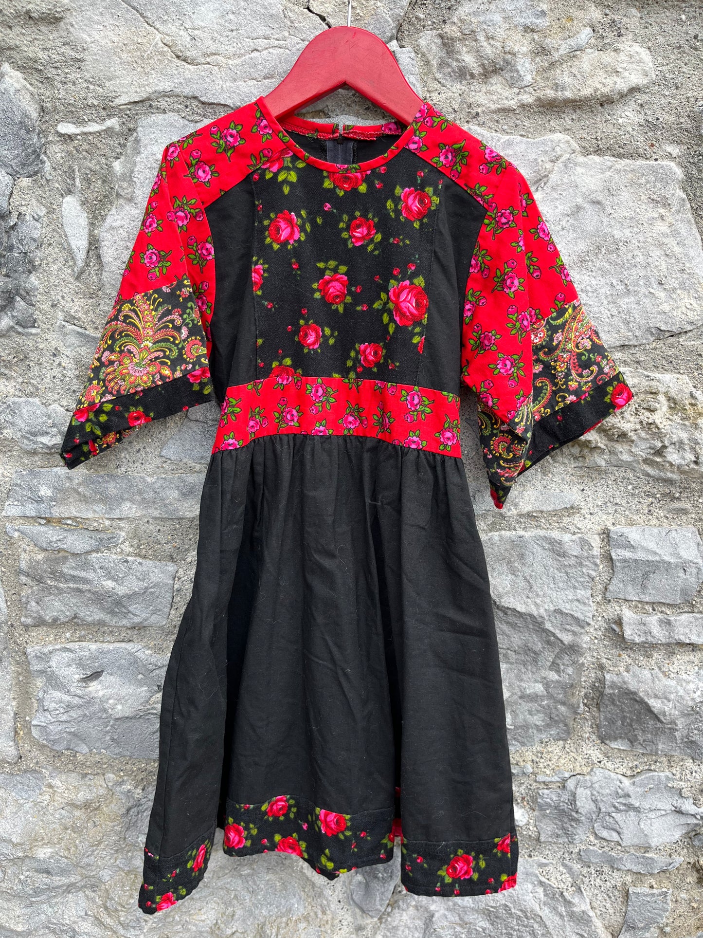 70s folk floral dress 7-8y (122-128cm)