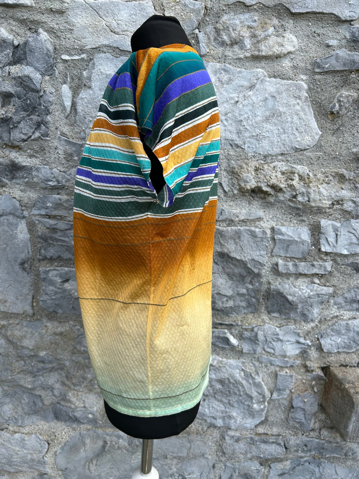 80s brown sheer stripy open cardigan uk 8-10