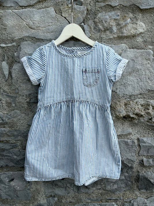 Blue stripy denim dress  2-3y (92-98cm)
