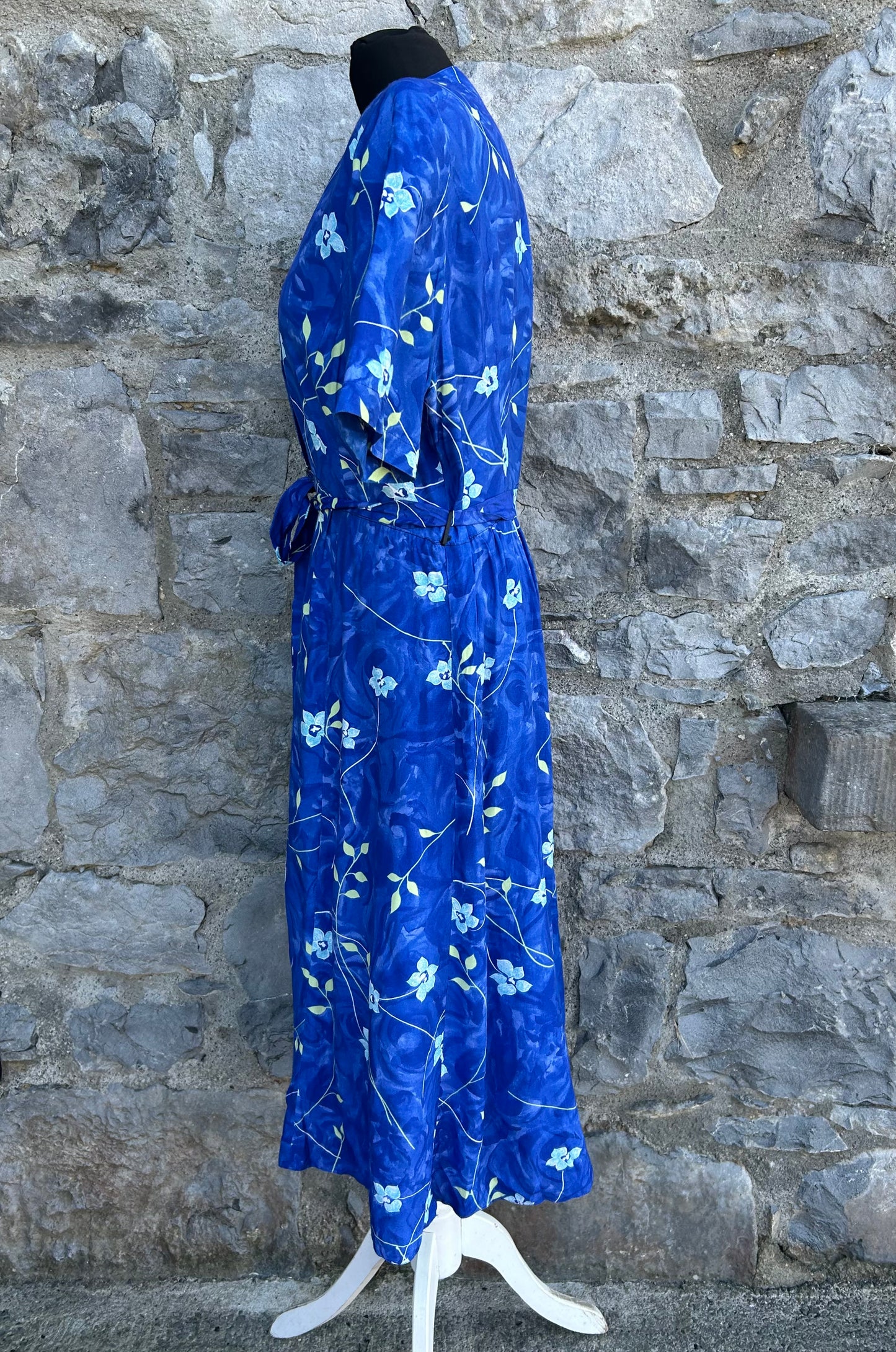 80s blue floral dress uk 14