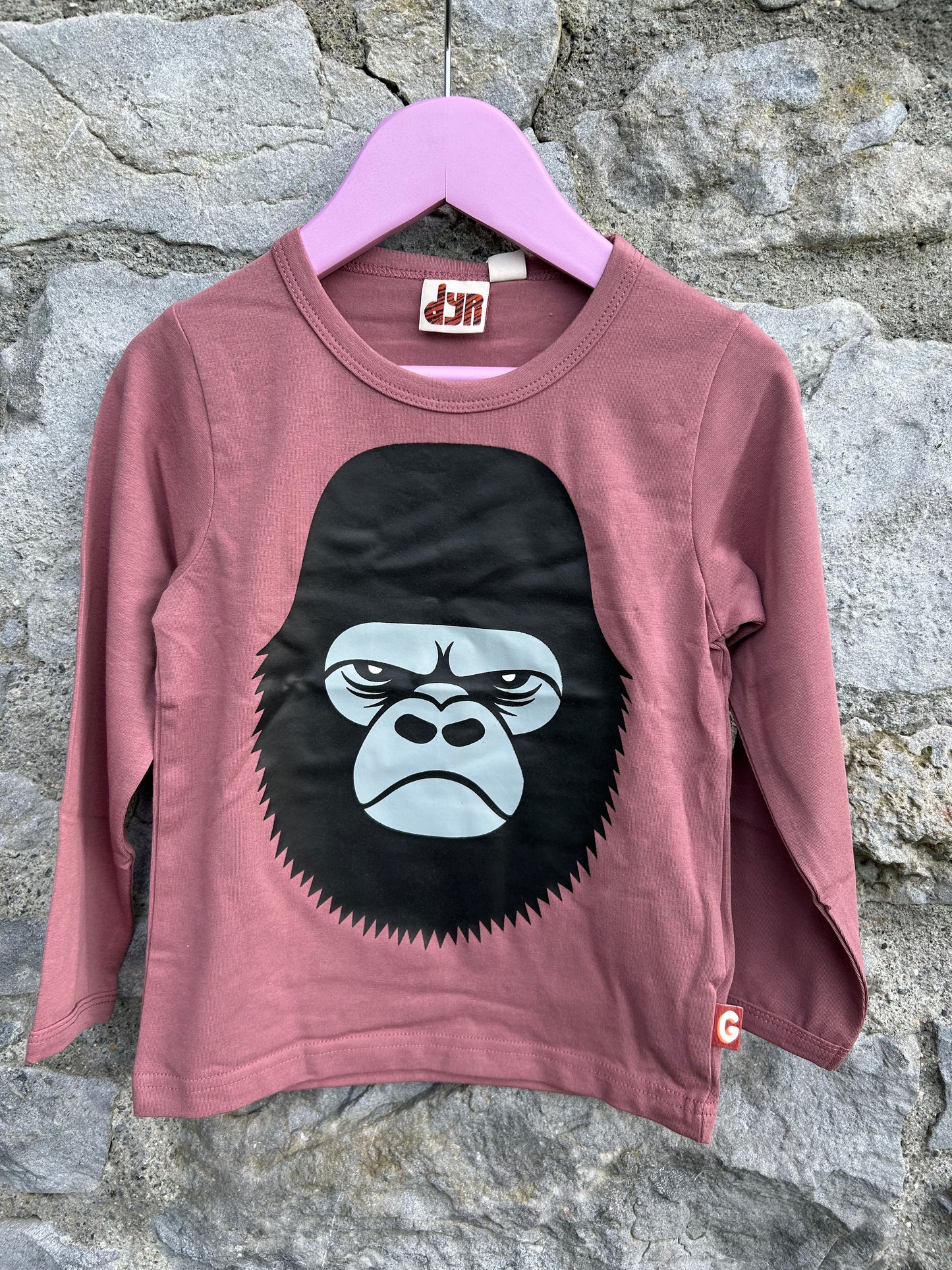 Angry gorilla dusty pink top 2-3y (92-98cm)