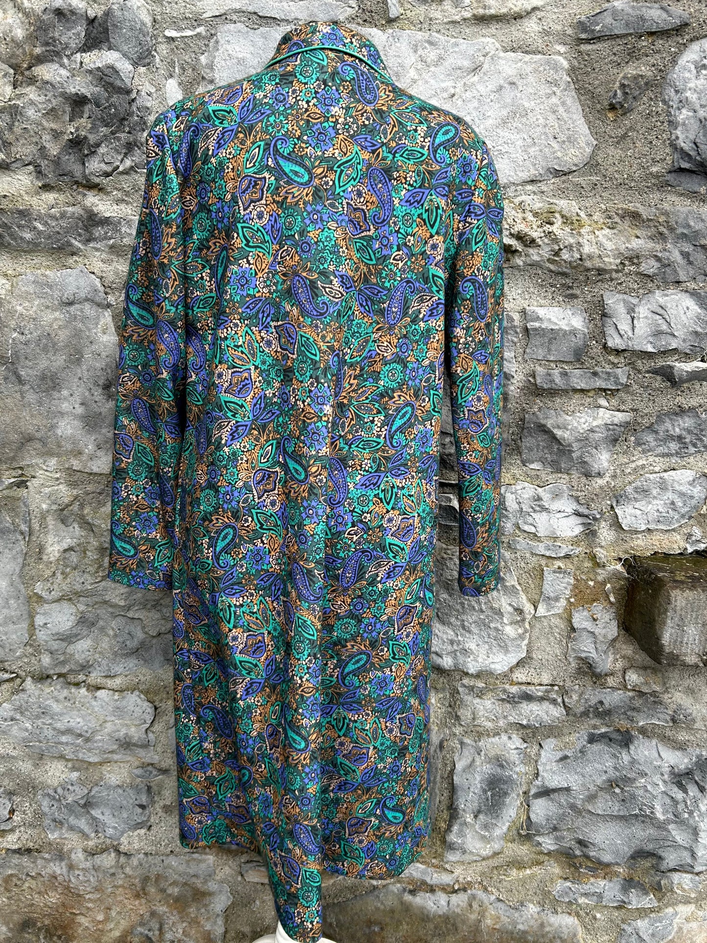 80s green paisley dress uk 12