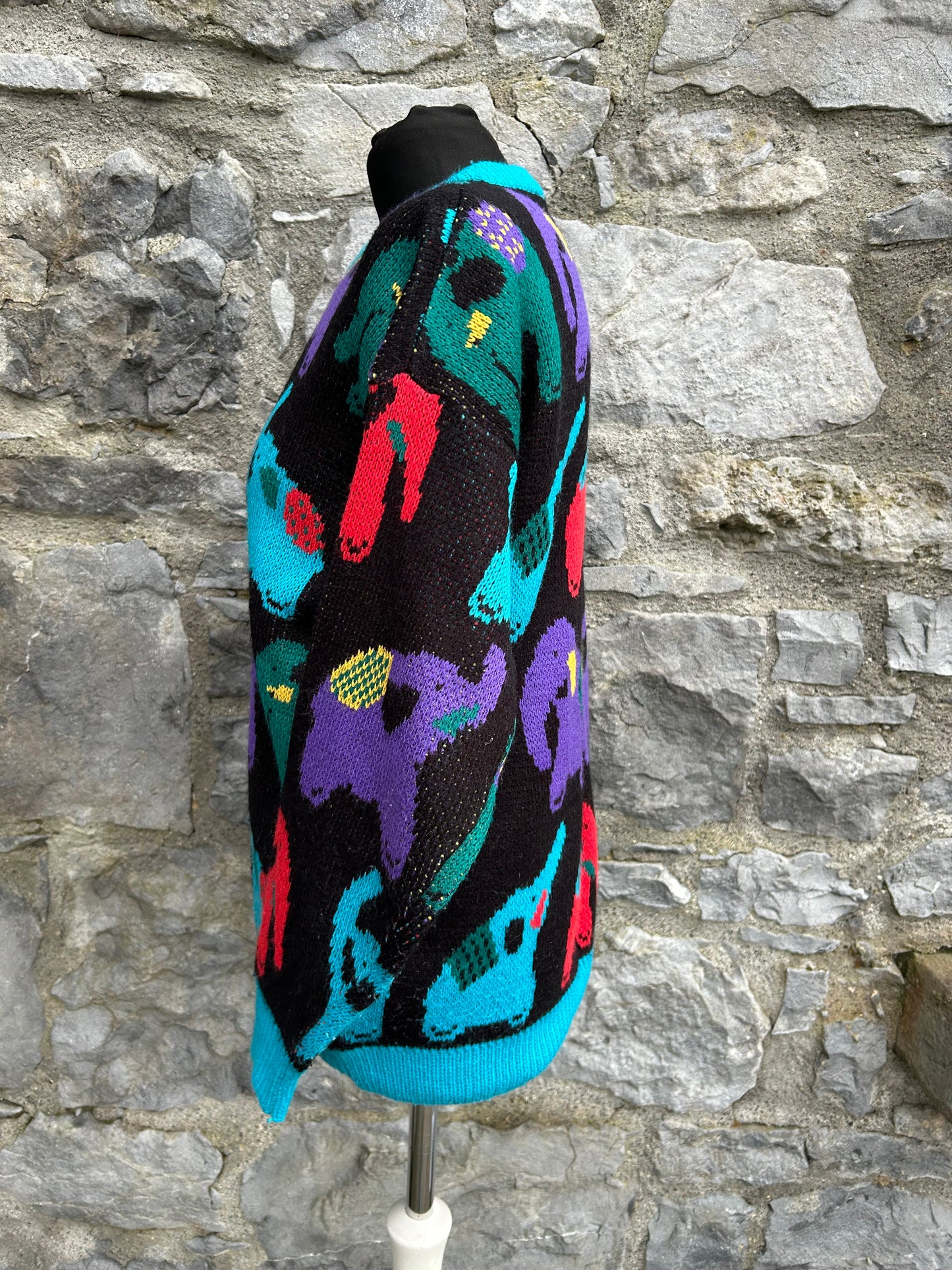 80s colourful elephants jumper uk 6-8