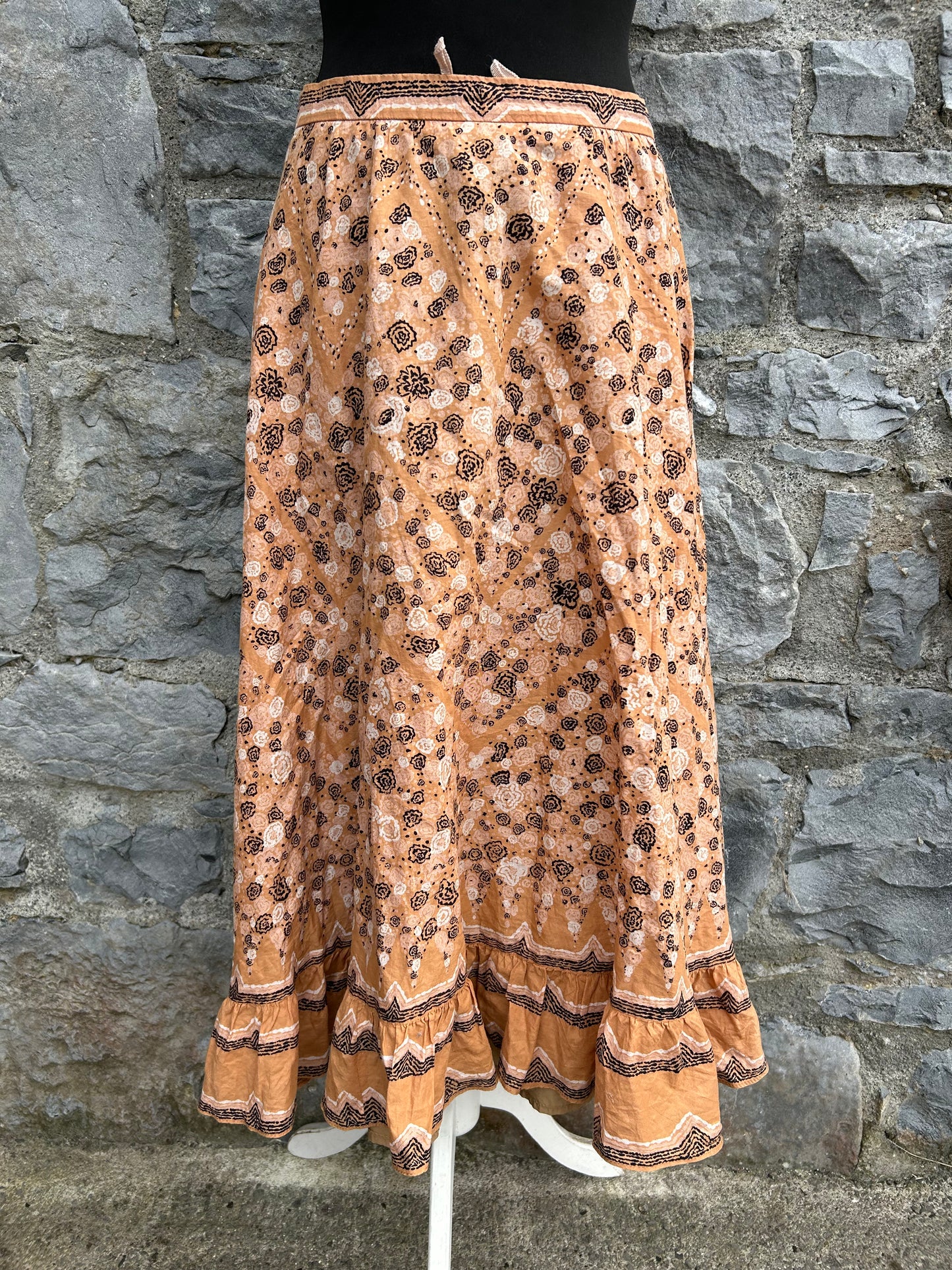 80s brown abstract skirt uk 10